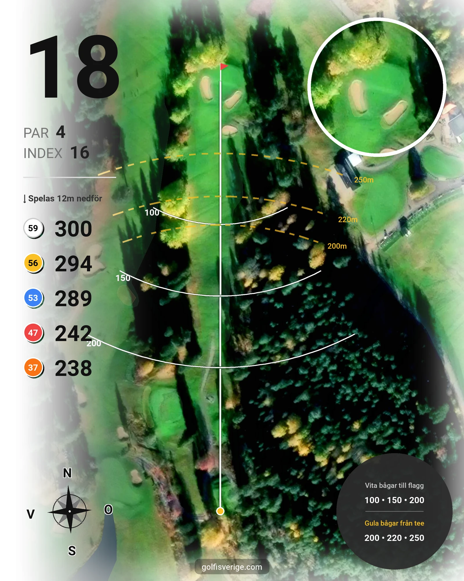 Banguide Sundsvalls Golfklubb hål 18 karta
