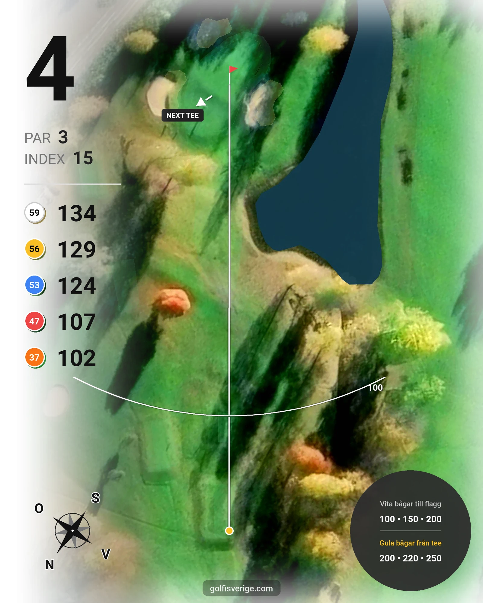 Banguide Sundsvalls Golfklubb hål 4 karta