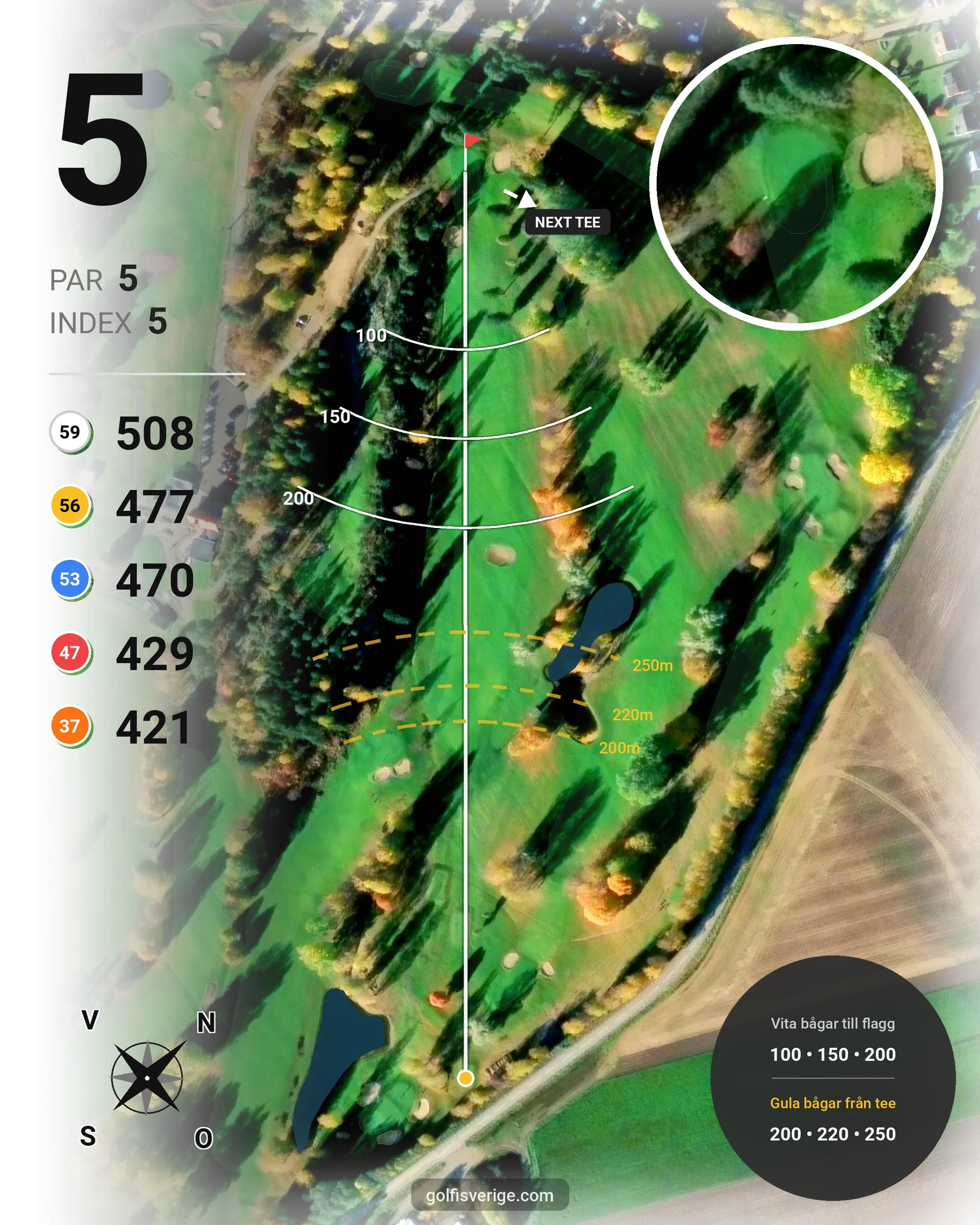 Banguide Sundsvalls Golfklubb hål 5 karta