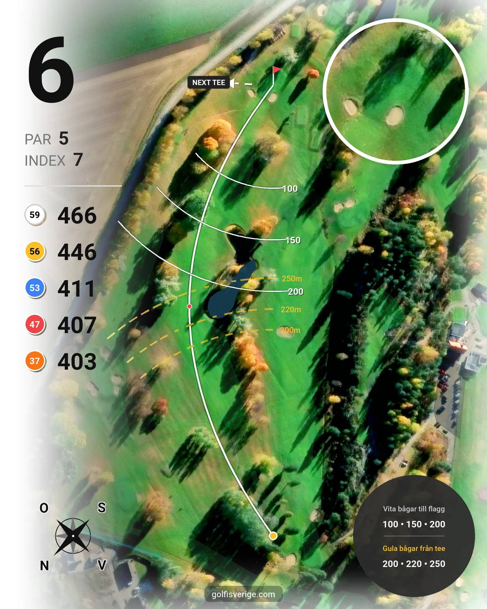 Banguide Sundsvalls Golfklubb hål 6 karta