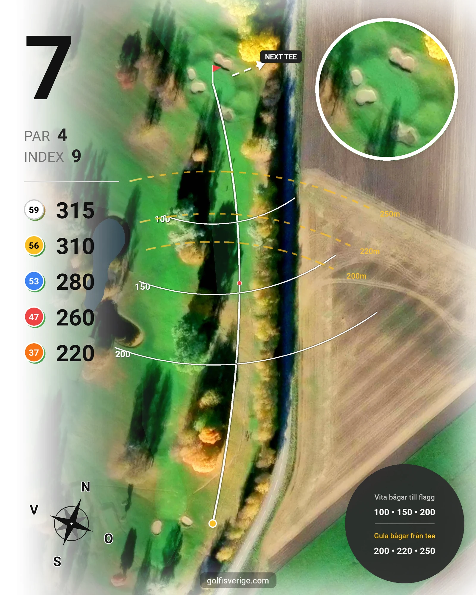 Banguide Sundsvalls Golfklubb hål 7 karta