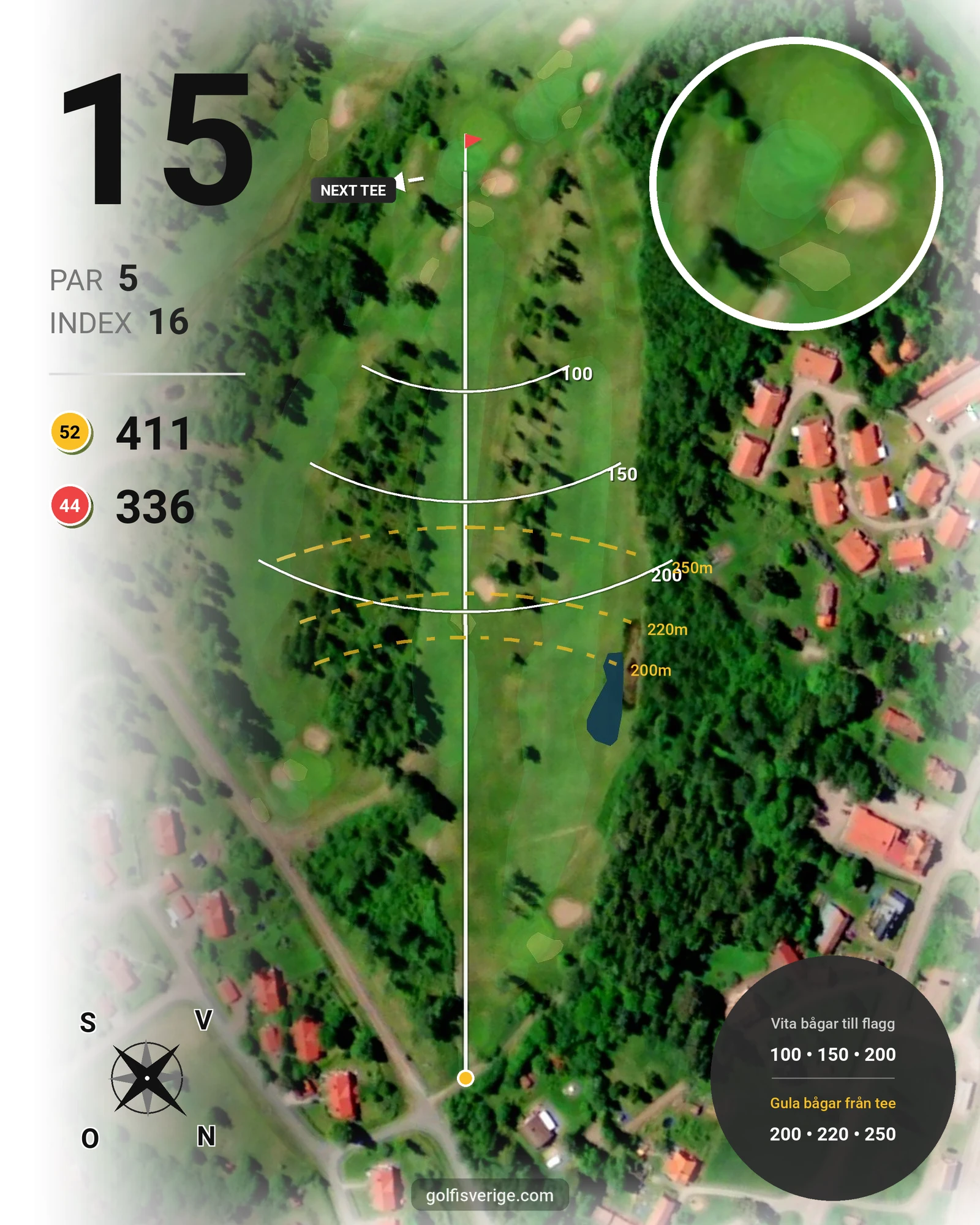 Banguide Tällbergsbyarnas GK 9-Hålsbana hål 15 karta