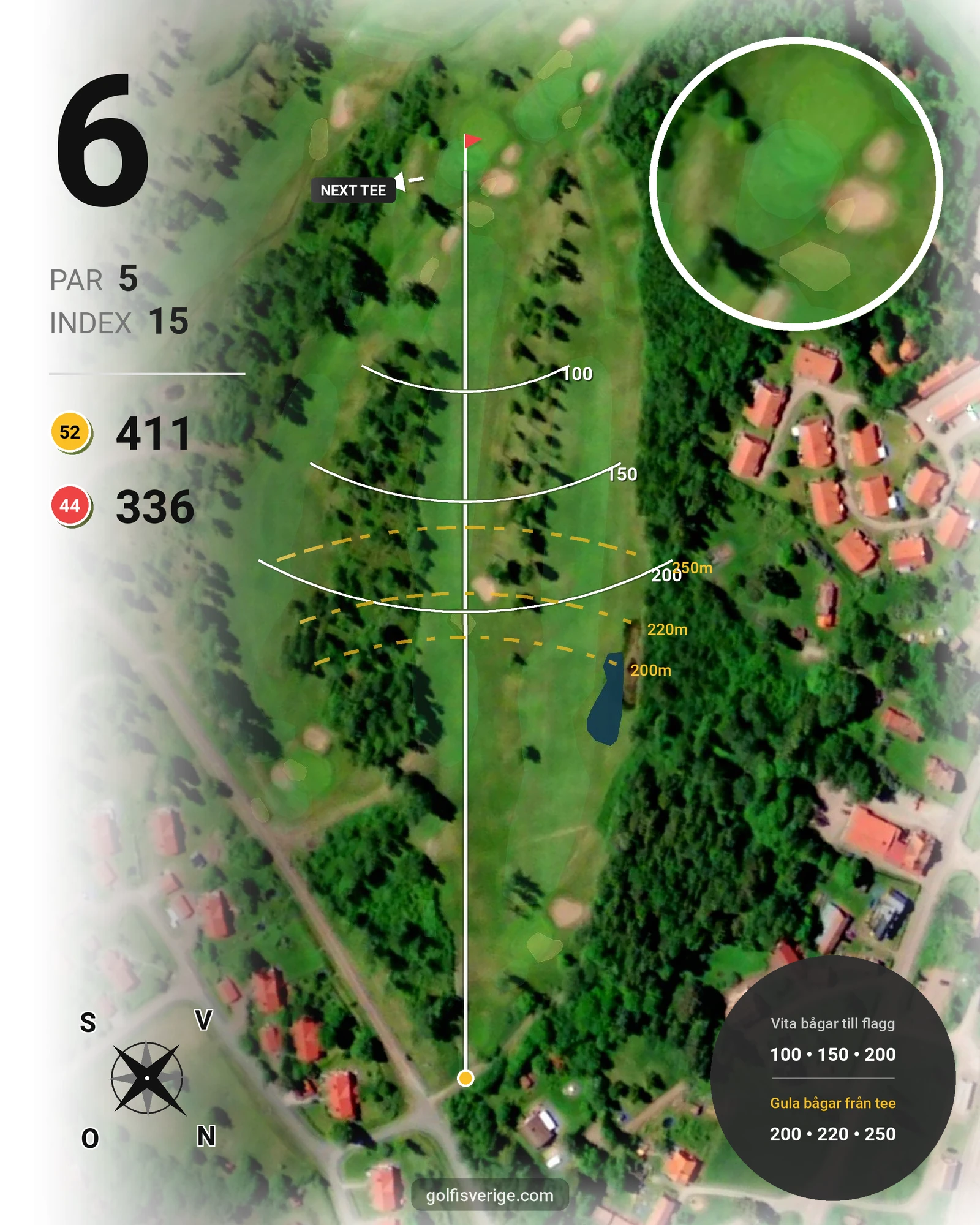 Banguide Tällbergsbyarnas GK 9-Hålsbana hål 6 karta