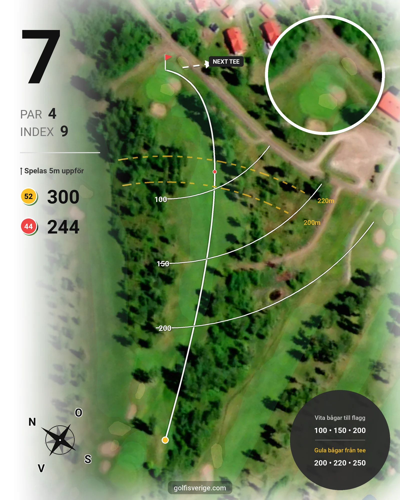 Banguide Tällbergsbyarnas GK 9-Hålsbana hål 7 karta