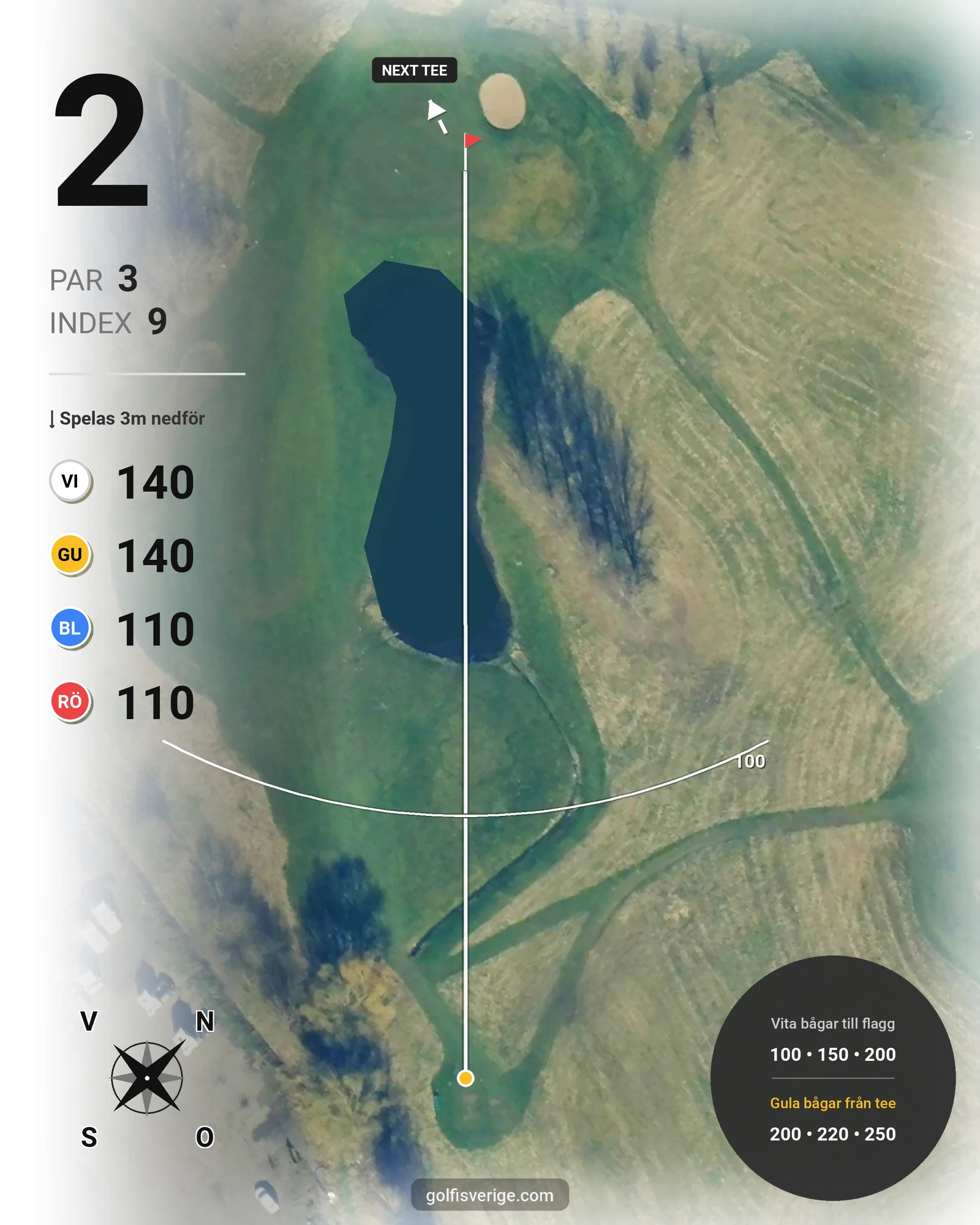 Banguide Tegelberga NIO på Tegelberga Golfklubb - Hål 2 karta
