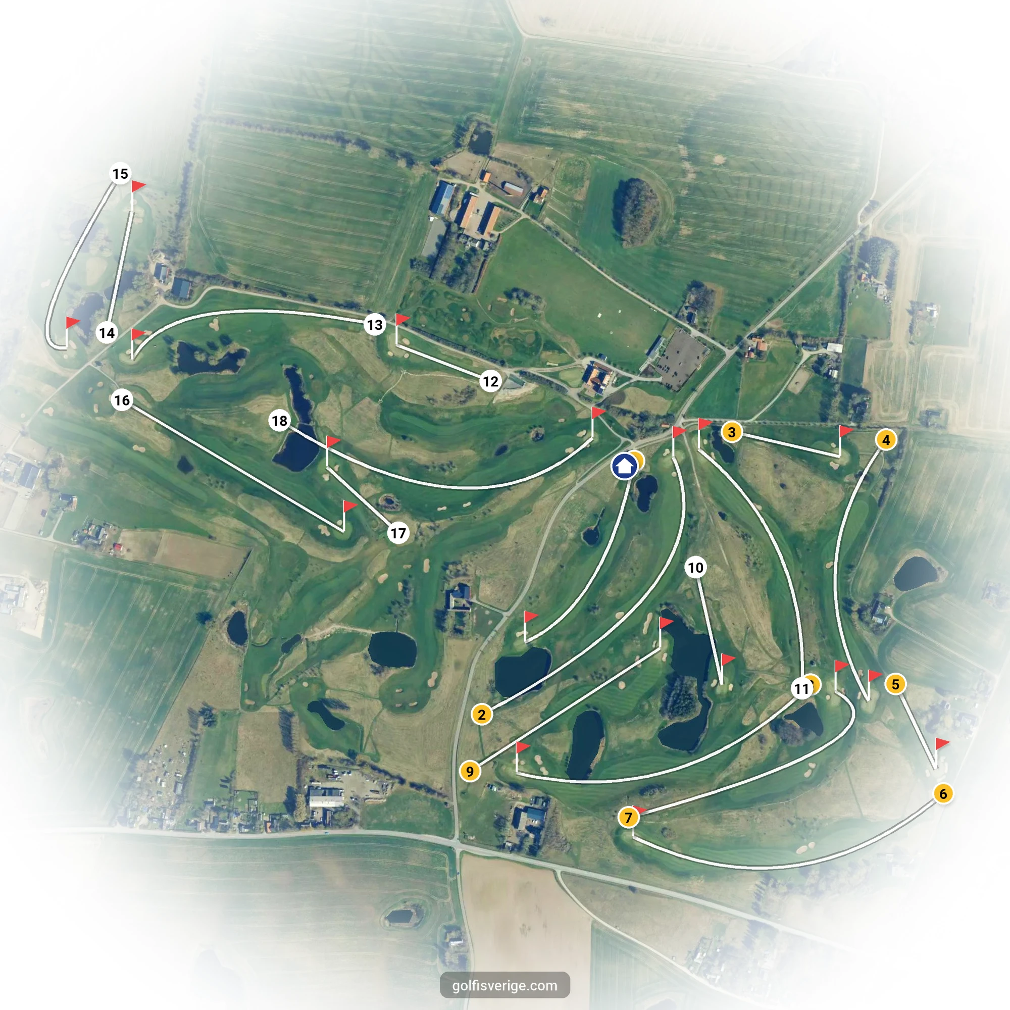 Course guide for the Old Course 1-18 at Tegelberga Golf Club