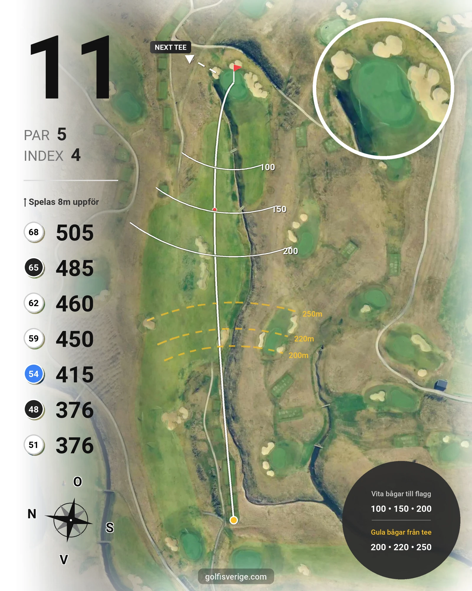 Banguide 2. Lakes Course hål 11 karta