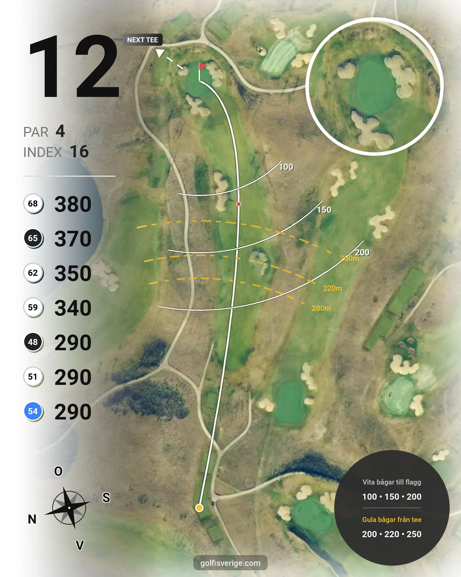 Banguide 2. Lakes Course hål 12 karta