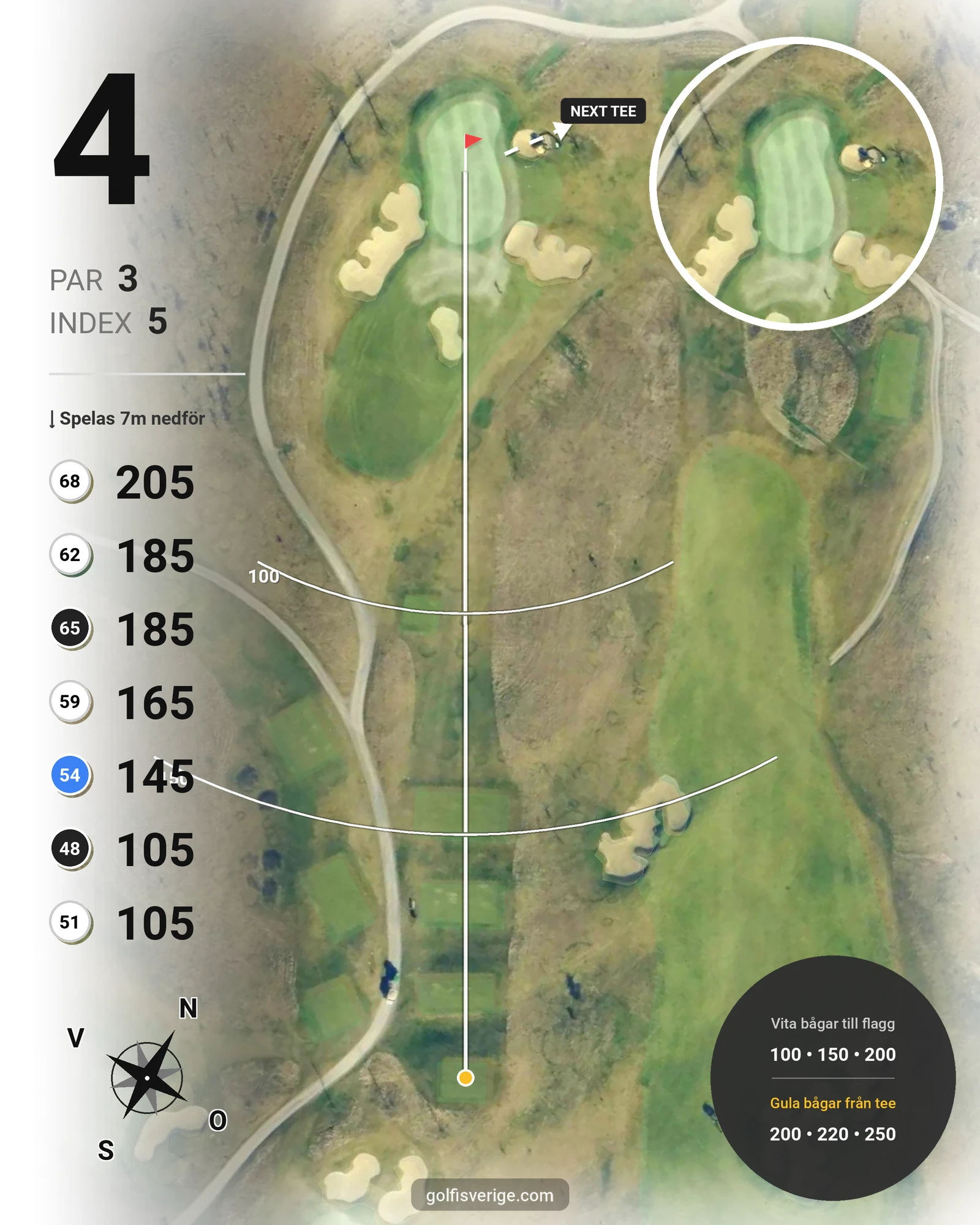 Banguide 2. Lakes Course hål 4 karta