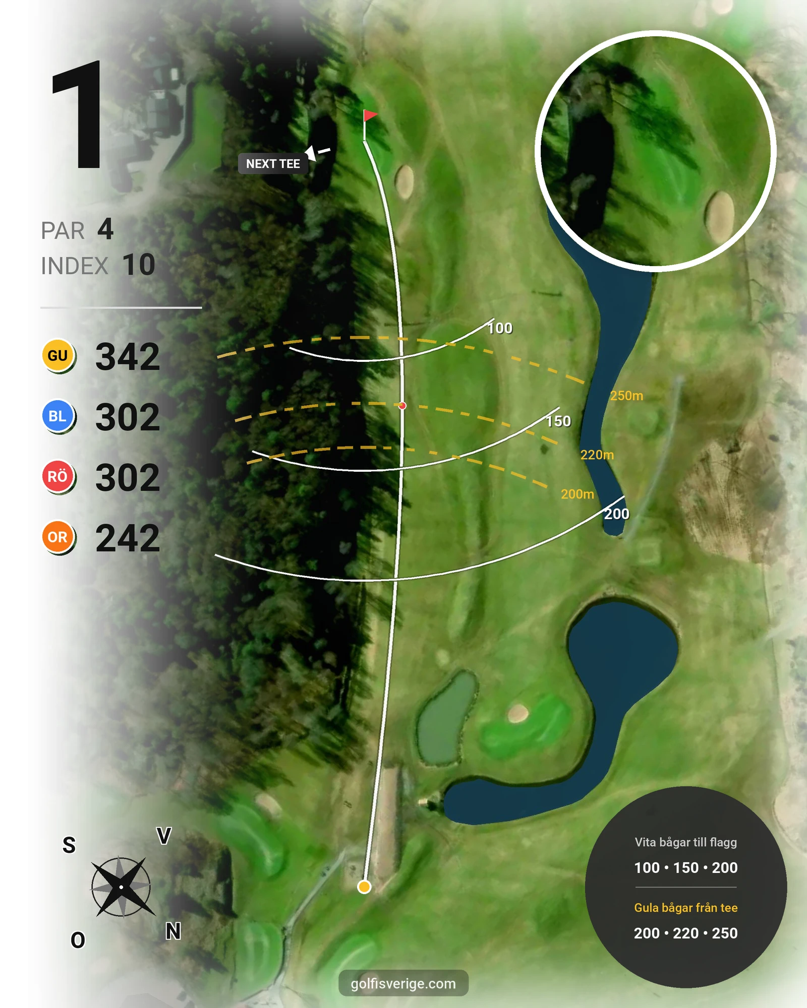 Banguide Tjörns Golfklubb på Tjörns Golfklubb - Hål 1 karta
