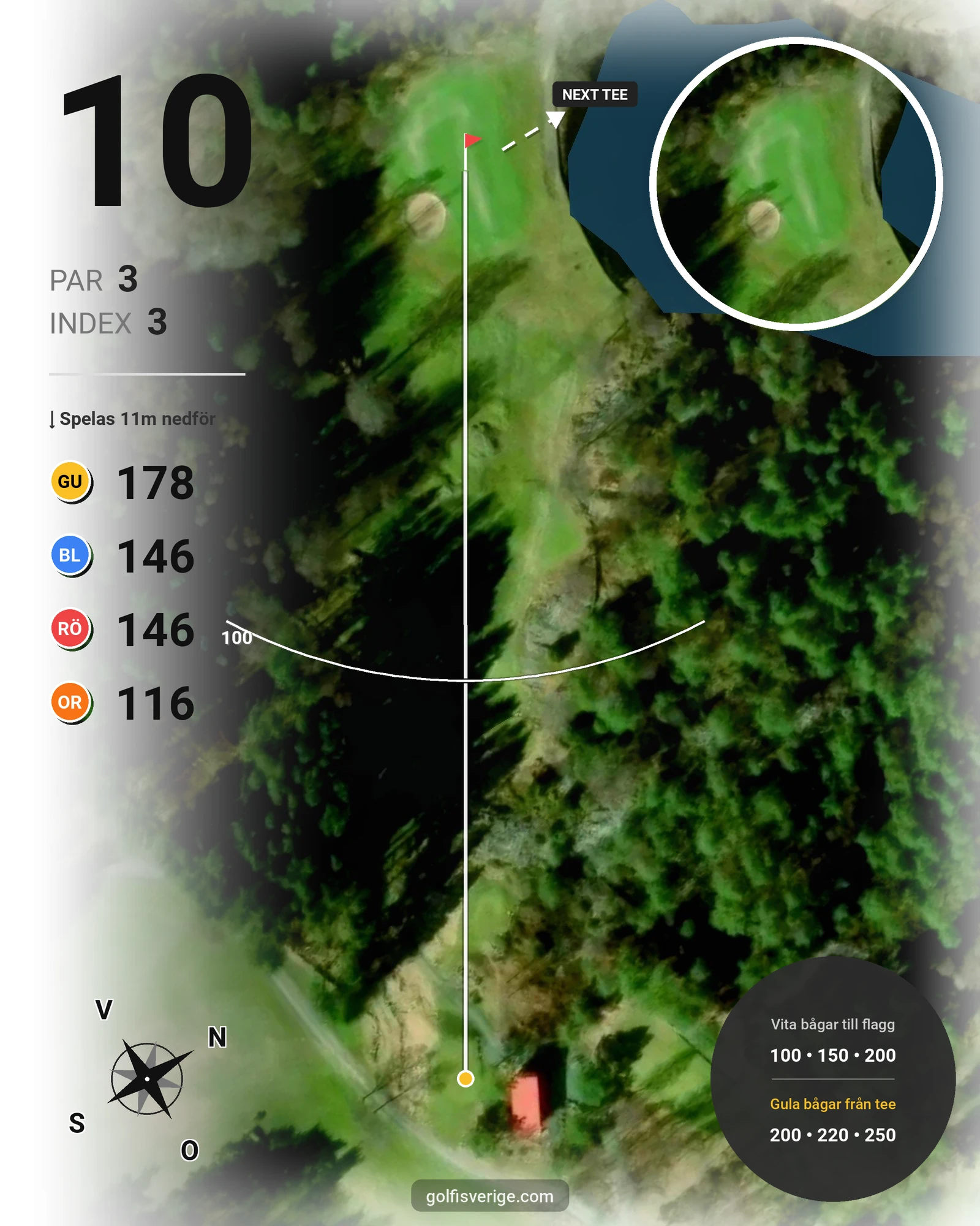 Banguide Tjörns Golfklubb på Tjörns Golfklubb - Hål 10 karta