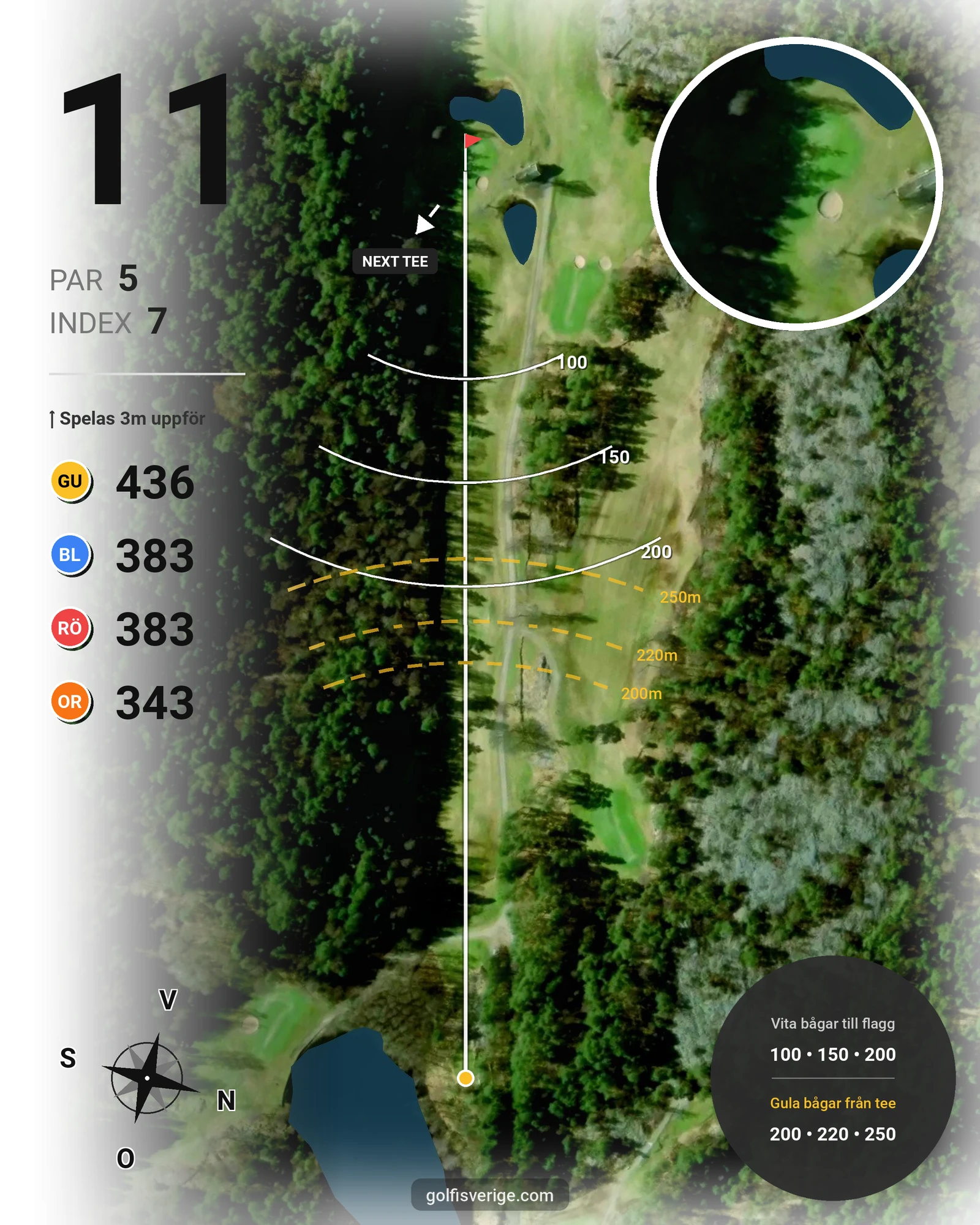 Banguide Tjörns Golfklubb på Tjörns Golfklubb - Hål 11 karta