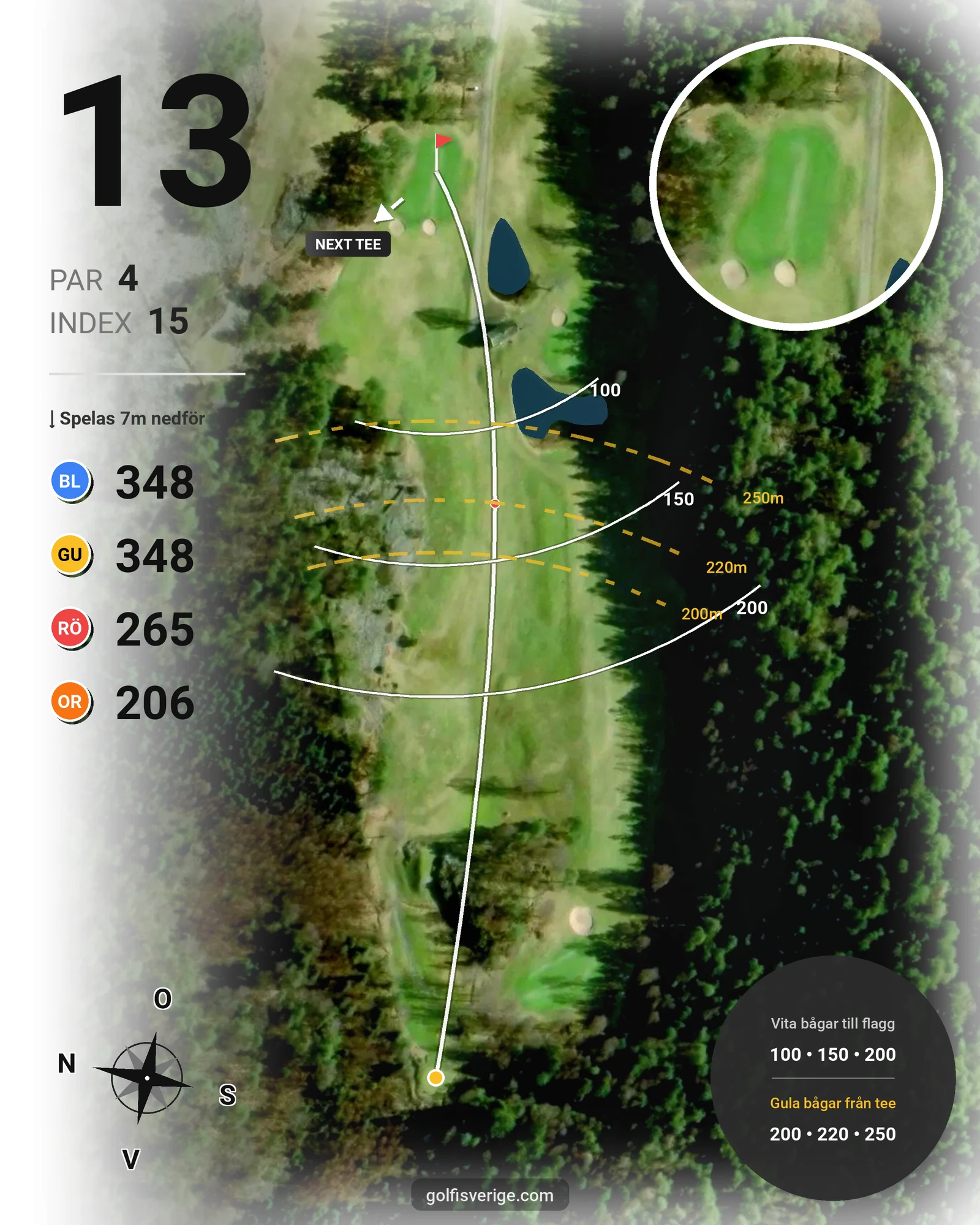 Banguide Tjörns Golfklubb på Tjörns Golfklubb - Hål 13 karta