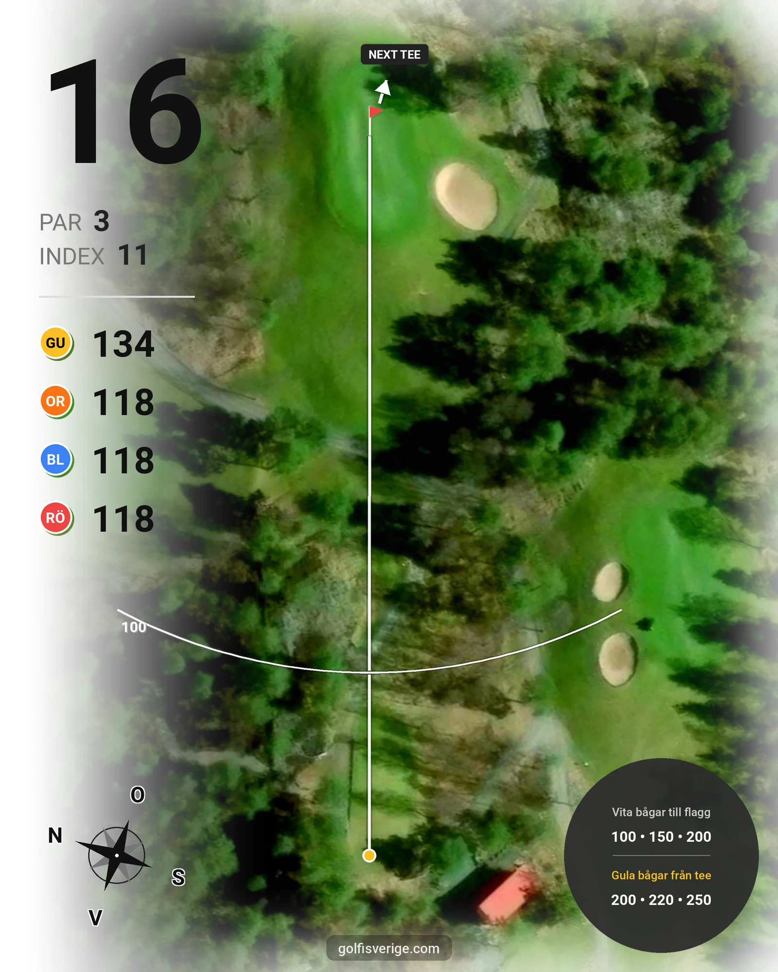 Banguide Tjörns Golfklubb på Tjörns Golfklubb - Hål 16 karta