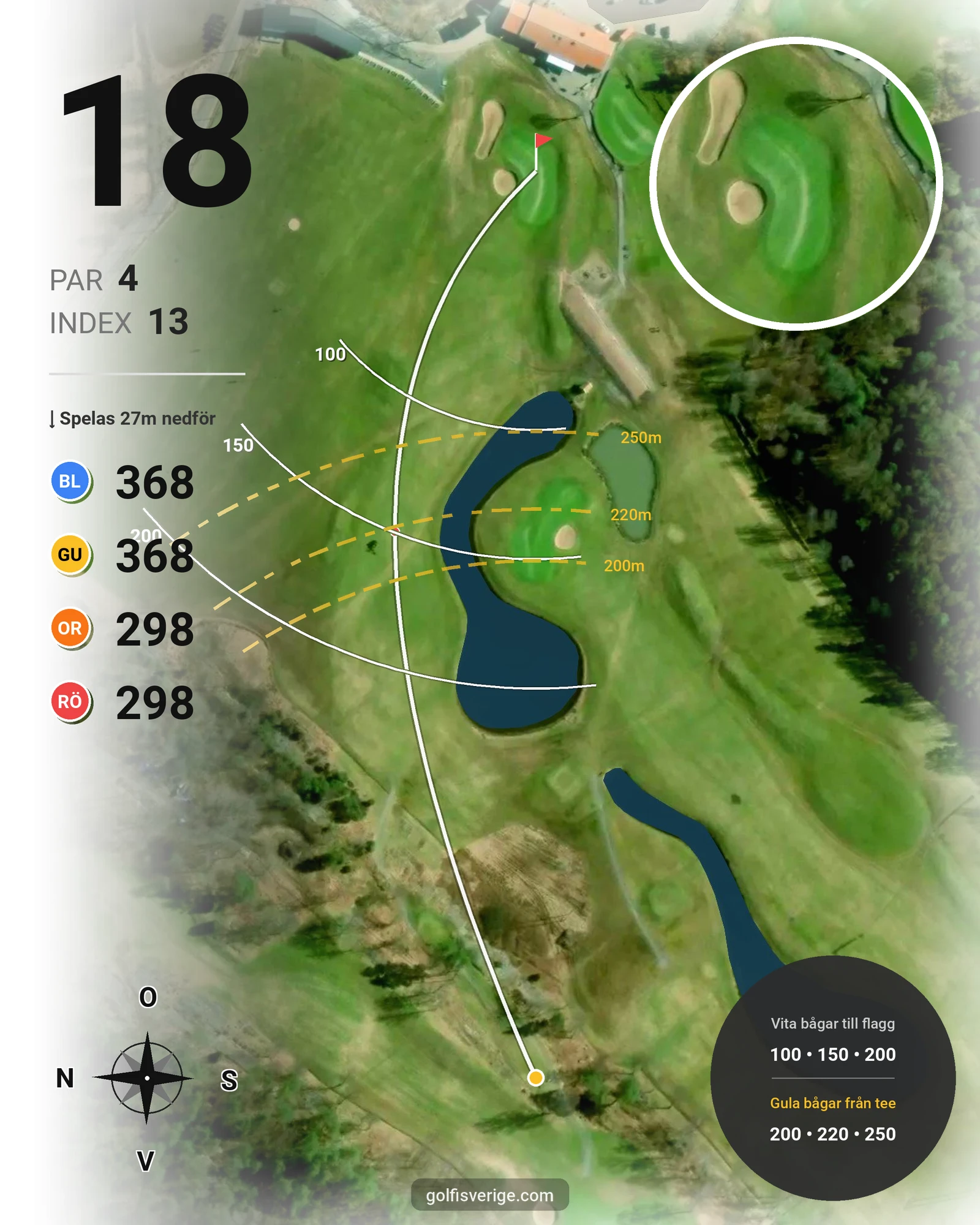 Banguide Tjörns Golfklubb på Tjörns Golfklubb - Hål 18 karta