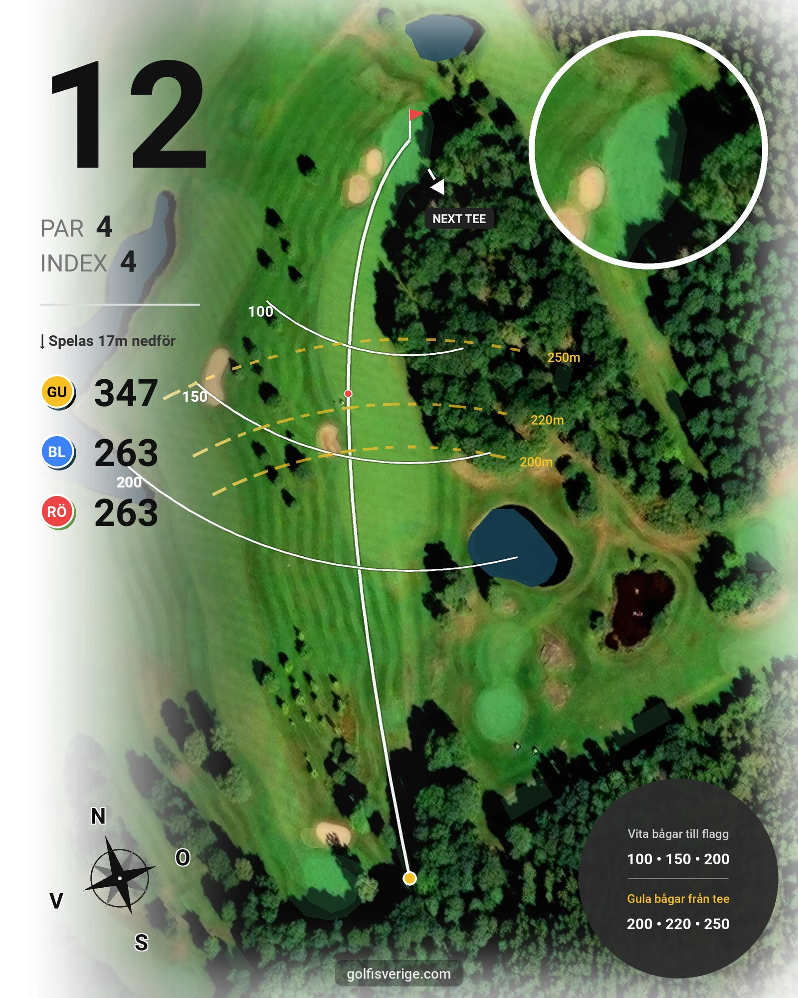 Banguide 18-hålsbanan hål 12 karta