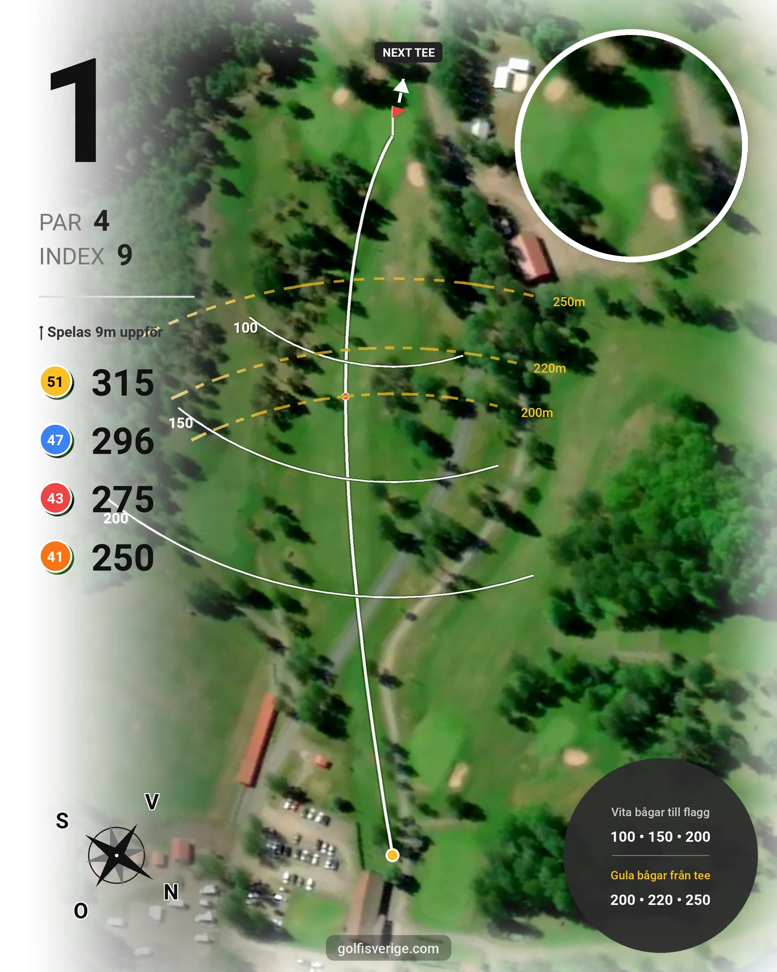 Banguide Månsarudsbanan på Töreboda Golfklubb - Hål 1 karta