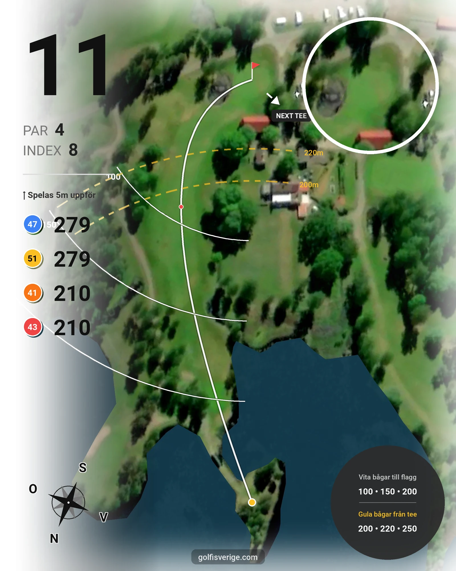 Banguide Månsarudsbanan på Töreboda Golfklubb - Hål 11 karta