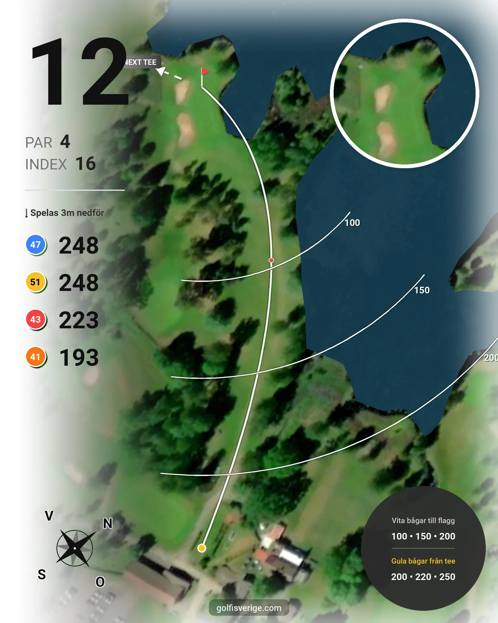 Banguide Månsarudsbanan på Töreboda Golfklubb - Hål 12 karta