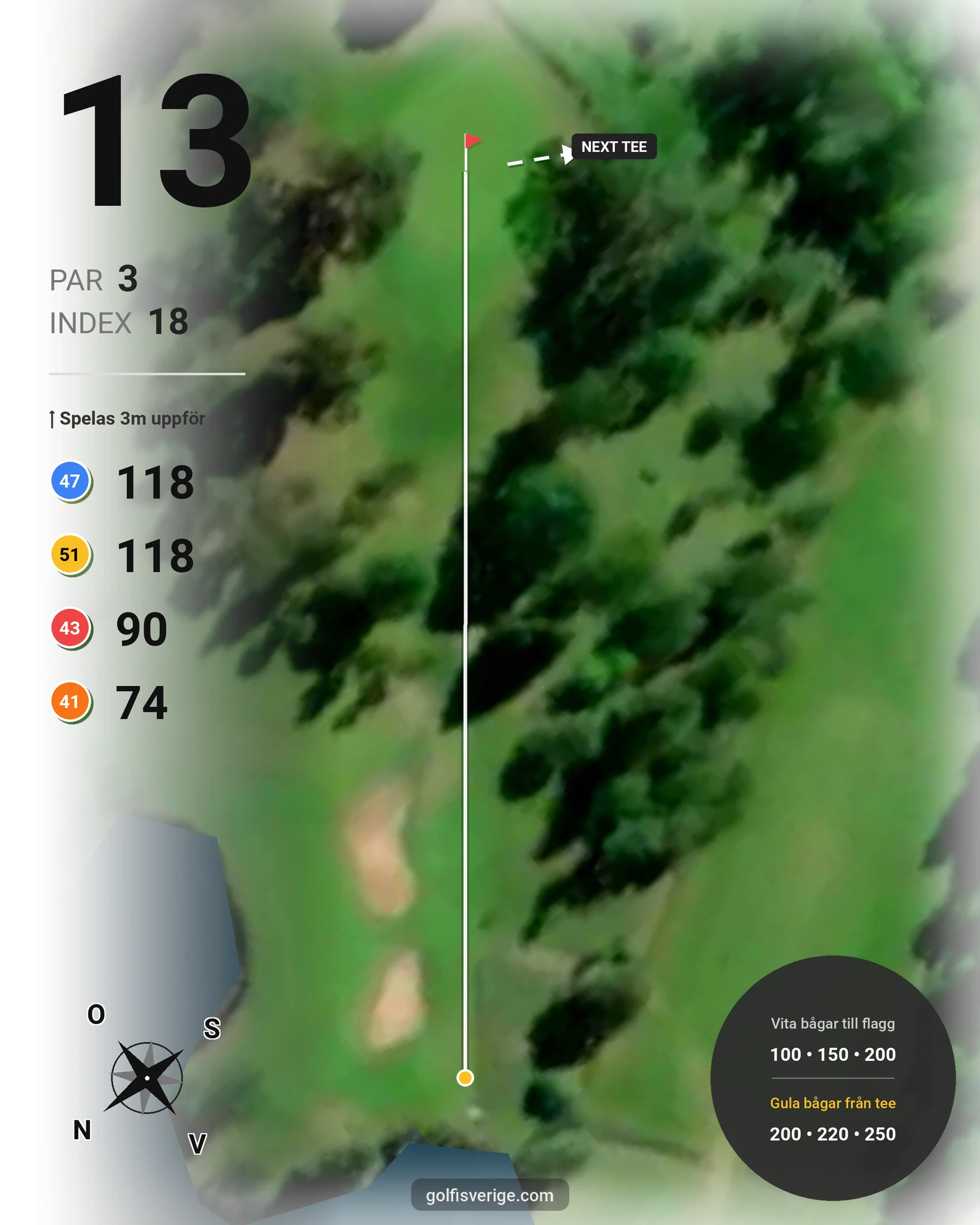 Banguide Månsarudsbanan på Töreboda Golfklubb - Hål 13 karta
