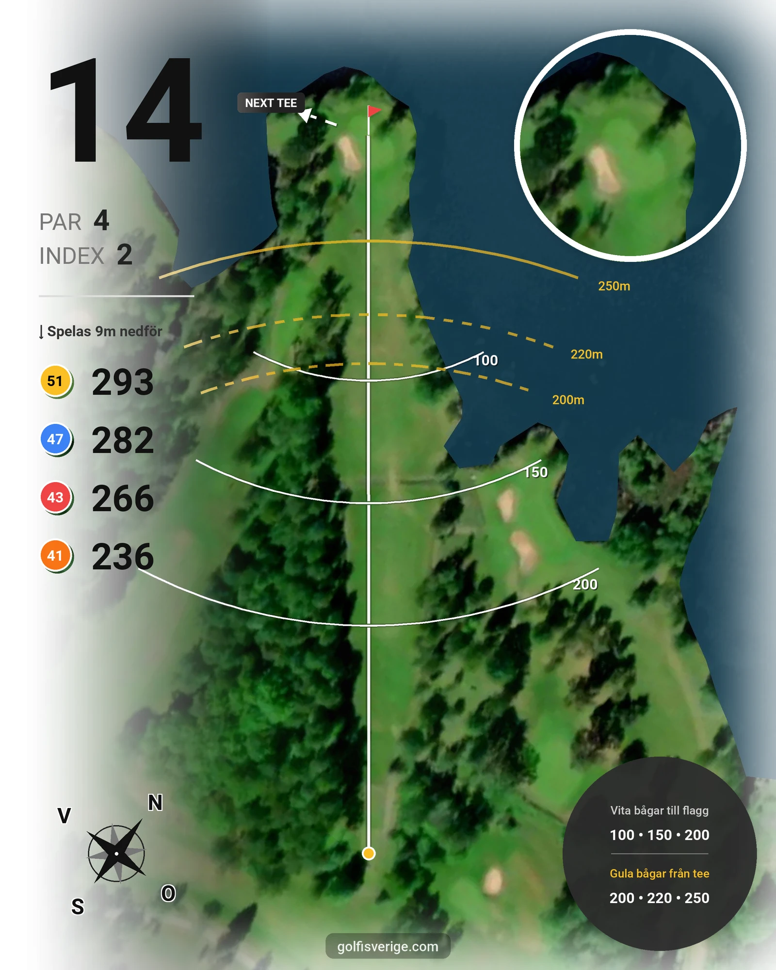 Banguide Månsarudsbanan på Töreboda Golfklubb - Hål 14 karta