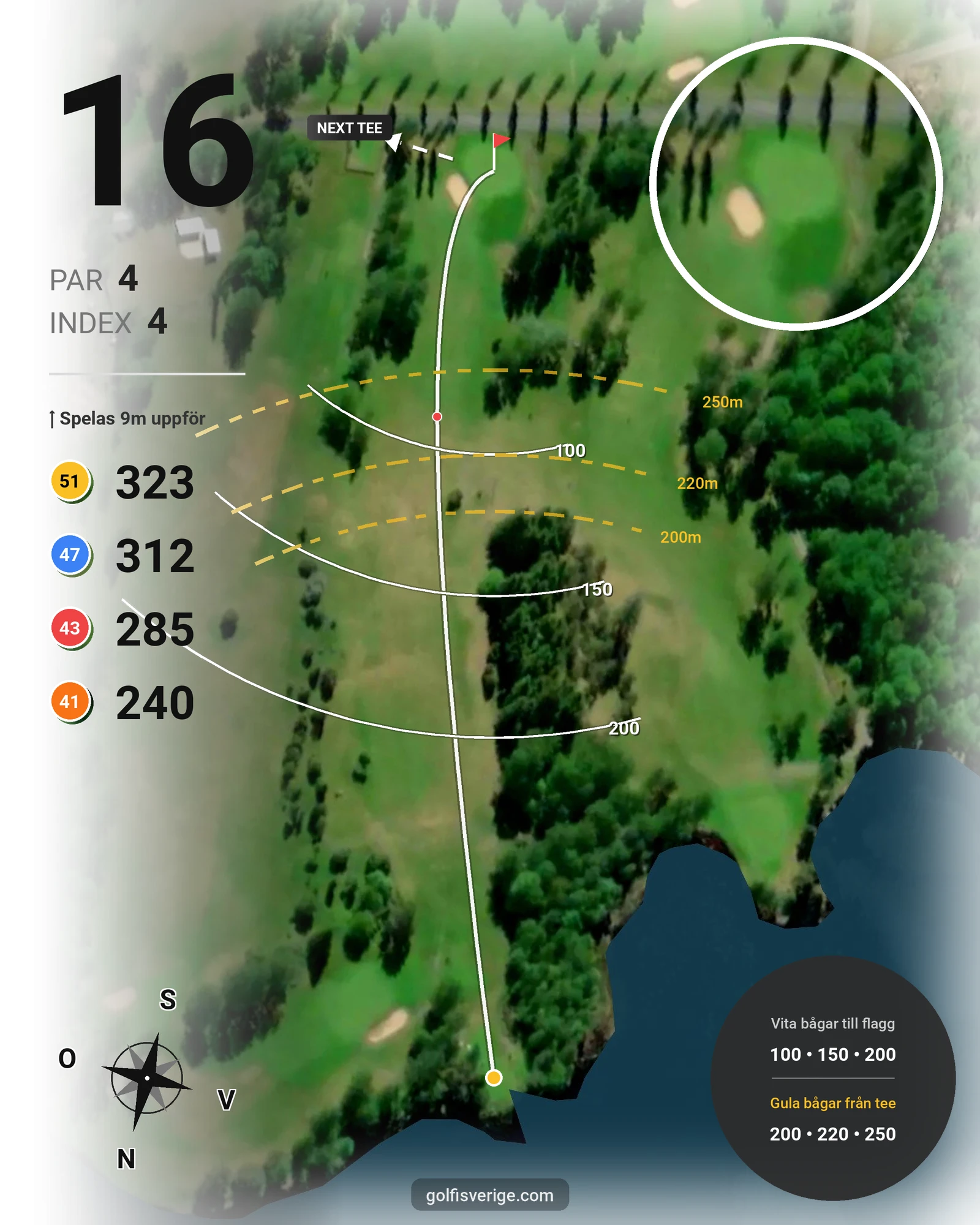 Banguide Månsarudsbanan på Töreboda Golfklubb - Hål 16 karta