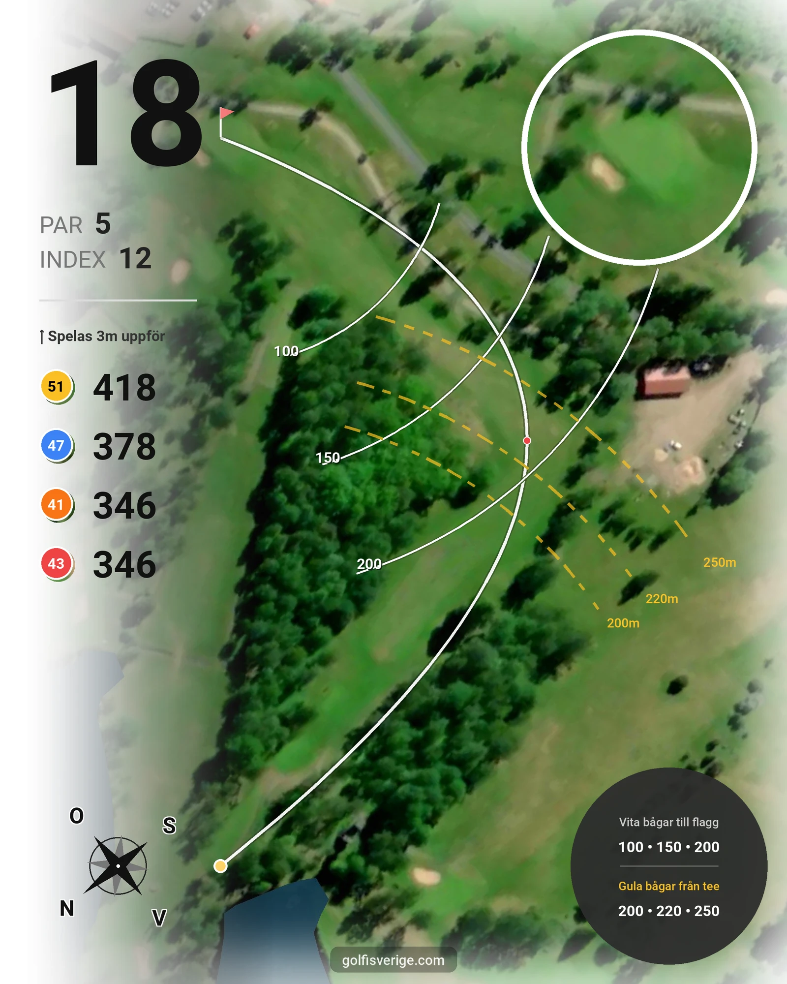 Banguide Månsarudsbanan på Töreboda Golfklubb - Hål 18 karta
