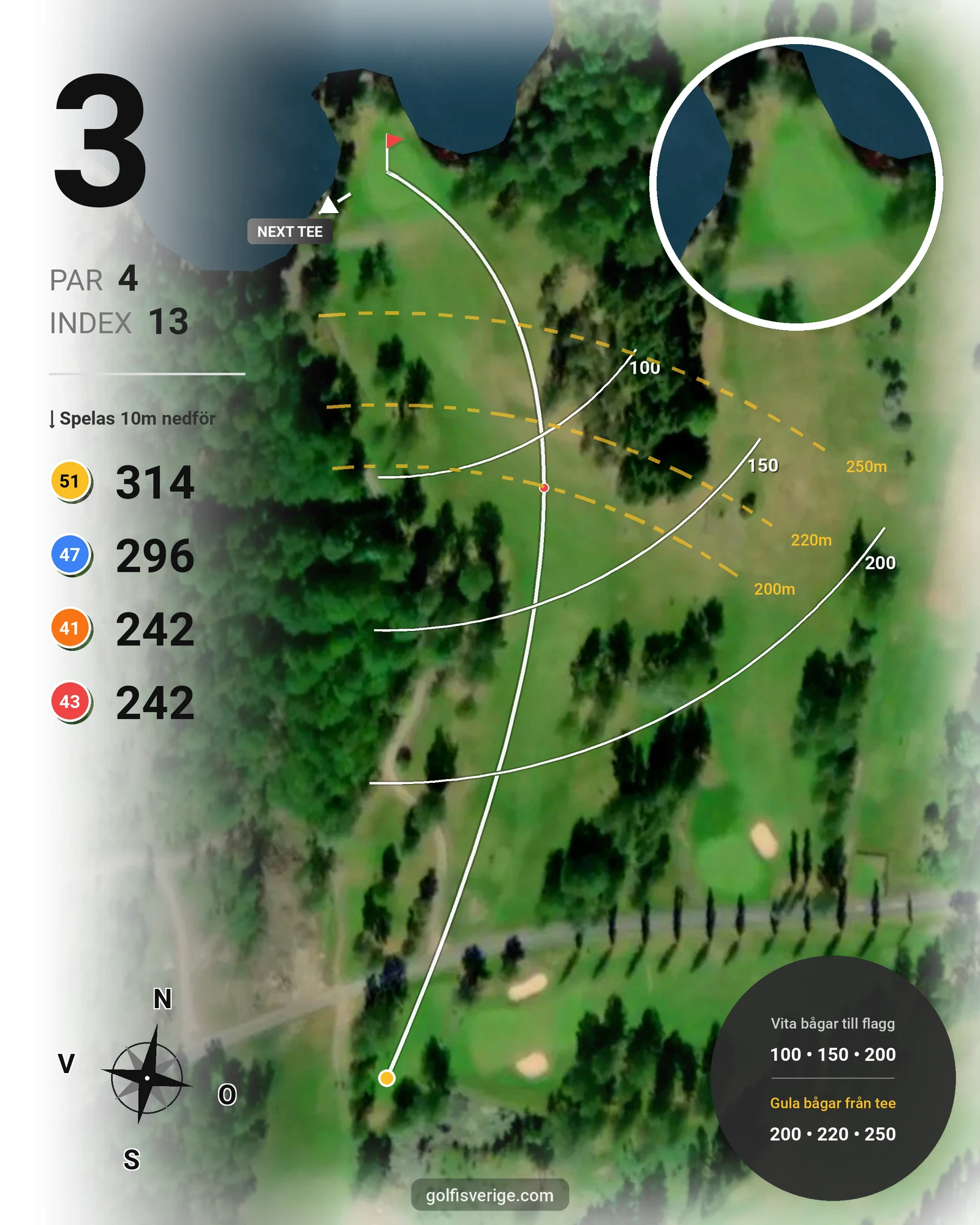 Banguide Månsarudsbanan på Töreboda Golfklubb - Hål 3 karta