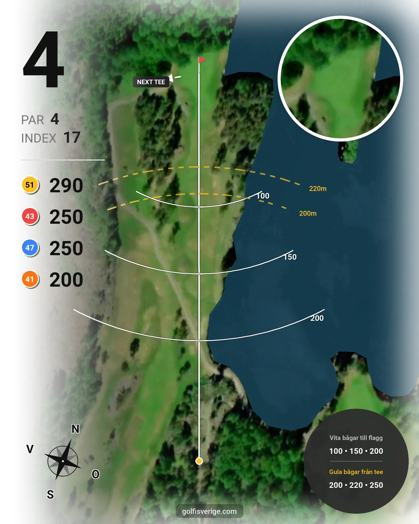 Banguide Månsarudsbanan på Töreboda Golfklubb - Hål 4 karta