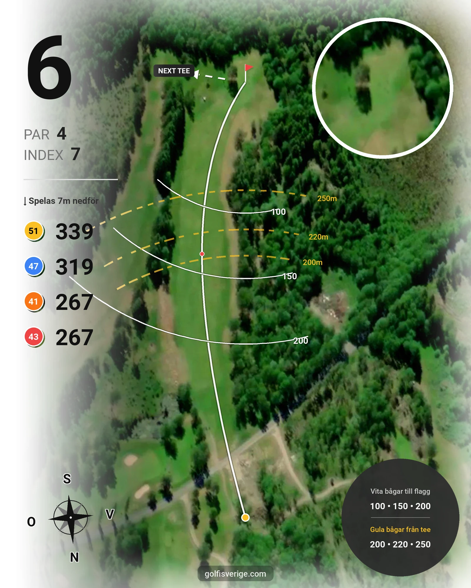 Banguide Månsarudsbanan på Töreboda Golfklubb - Hål 6 karta