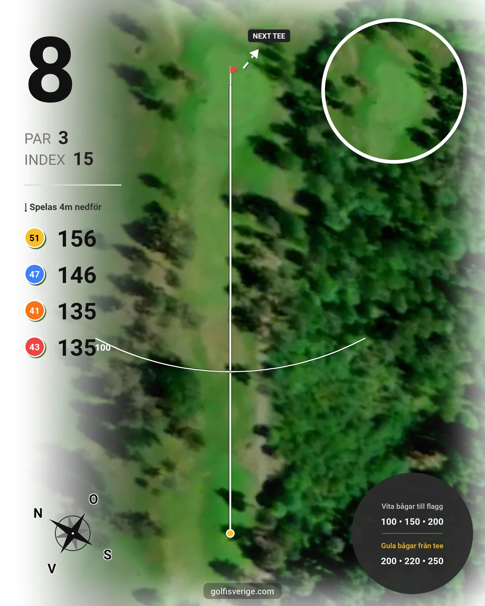 Banguide Månsarudsbanan på Töreboda Golfklubb - Hål 8 karta