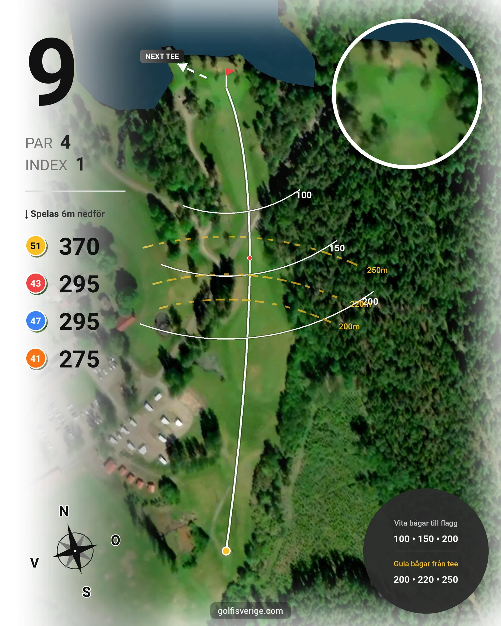 Banguide Månsarudsbanan på Töreboda Golfklubb - Hål 9 karta