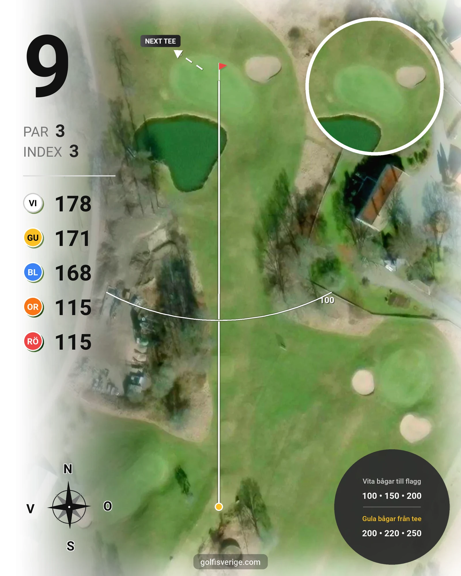 Banguide TyGK på Torreby Golfklubb - Hål 9 karta