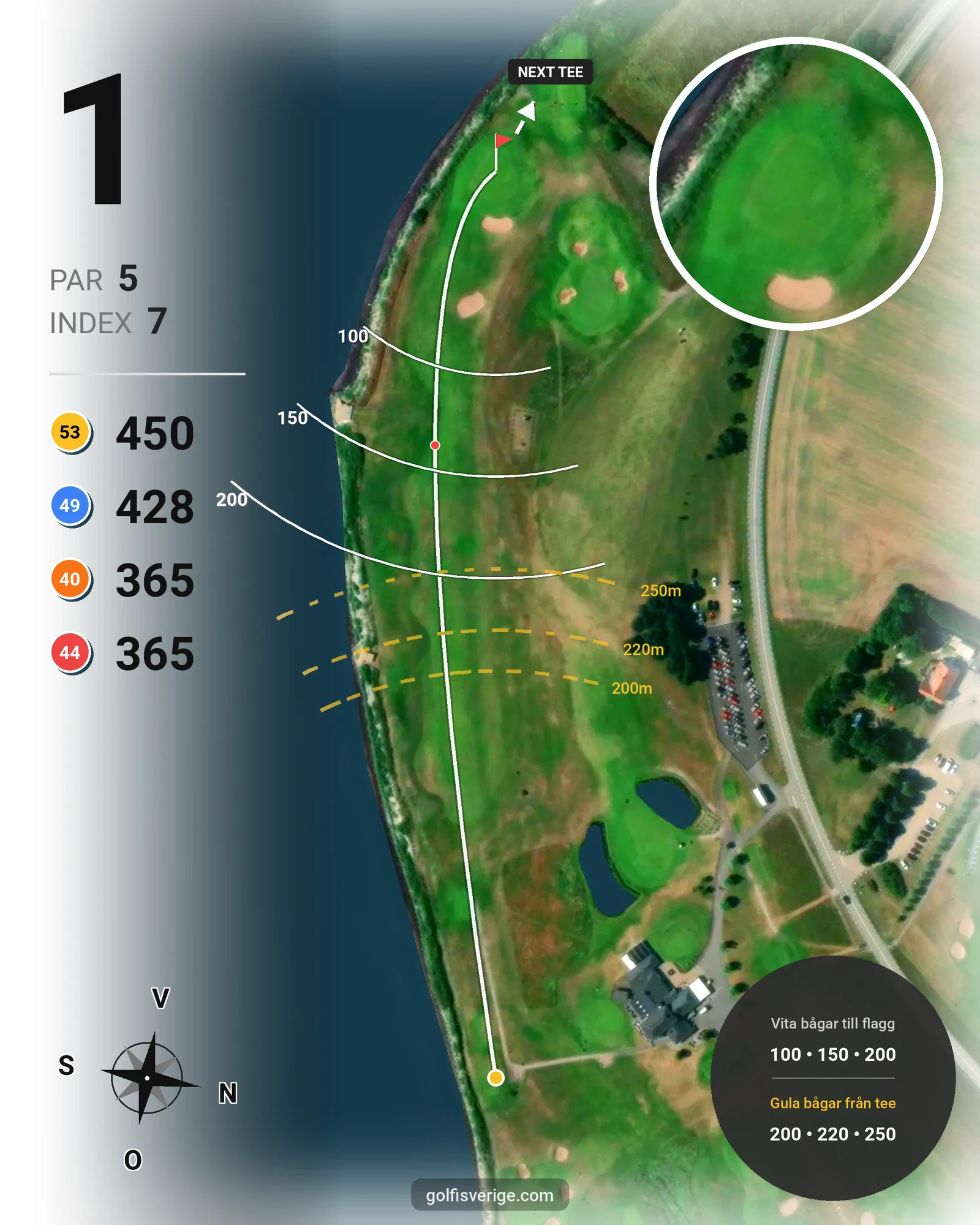 Banguide Trelleborgs GK på Trelleborgs Golfklubb - Hål 1 karta