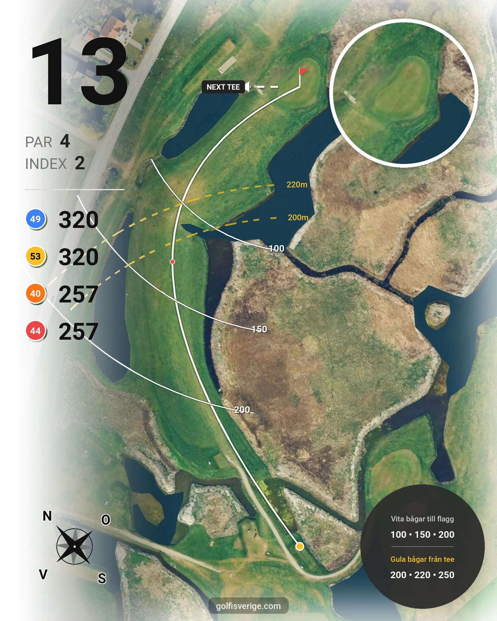 Banguide Trelleborgs GK på Trelleborgs Golfklubb - Hål 13 karta