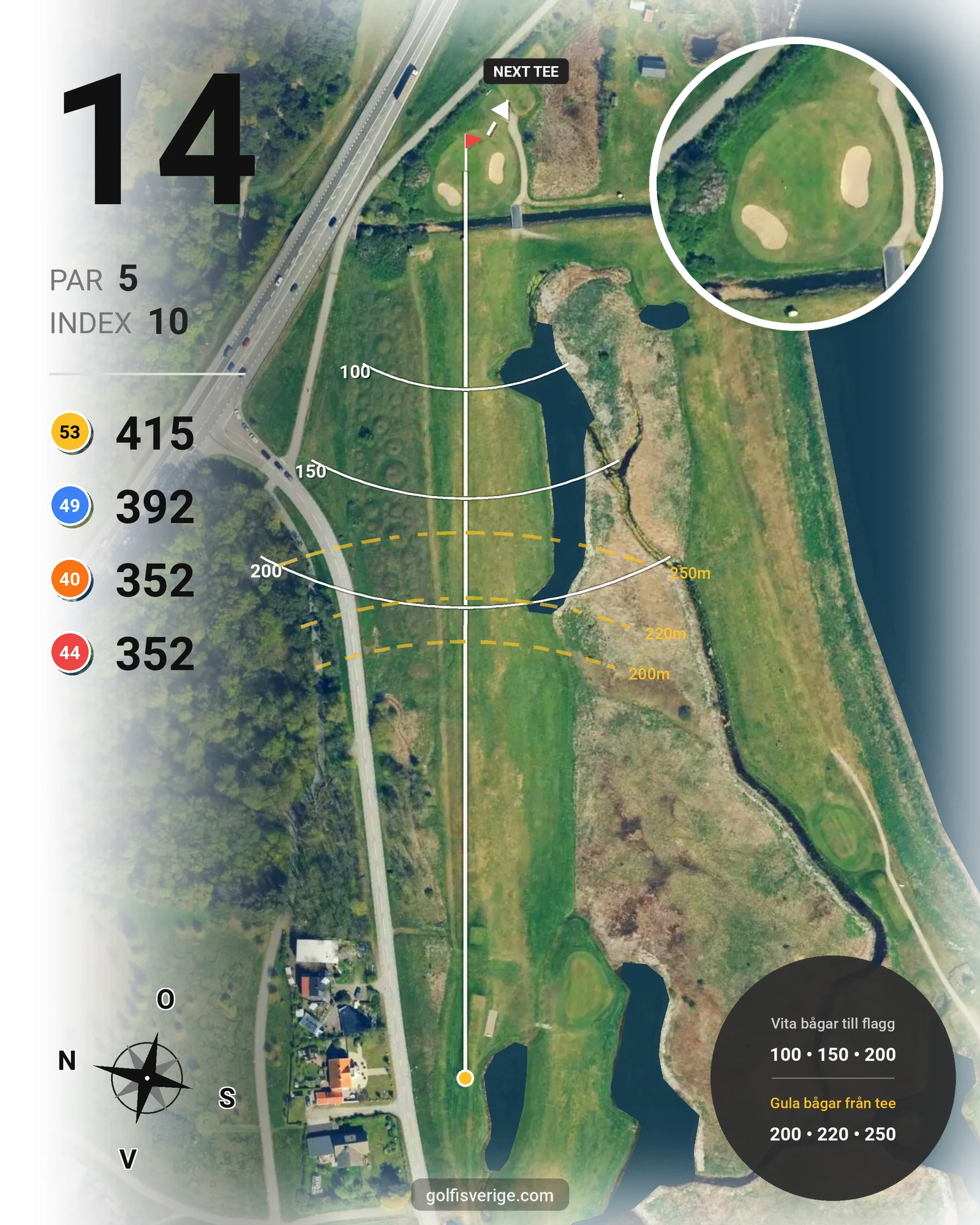 Banguide Trelleborgs GK på Trelleborgs Golfklubb - Hål 14 karta