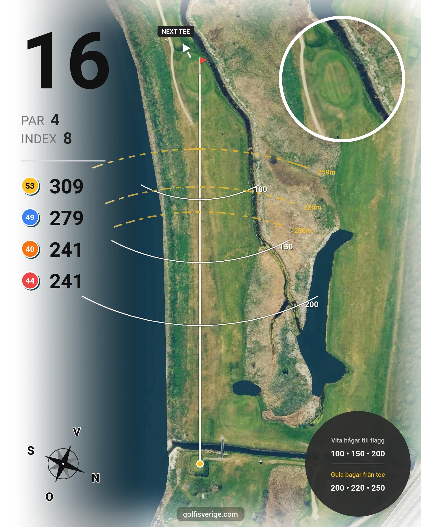 Banguide Trelleborgs GK på Trelleborgs Golfklubb - Hål 16 karta