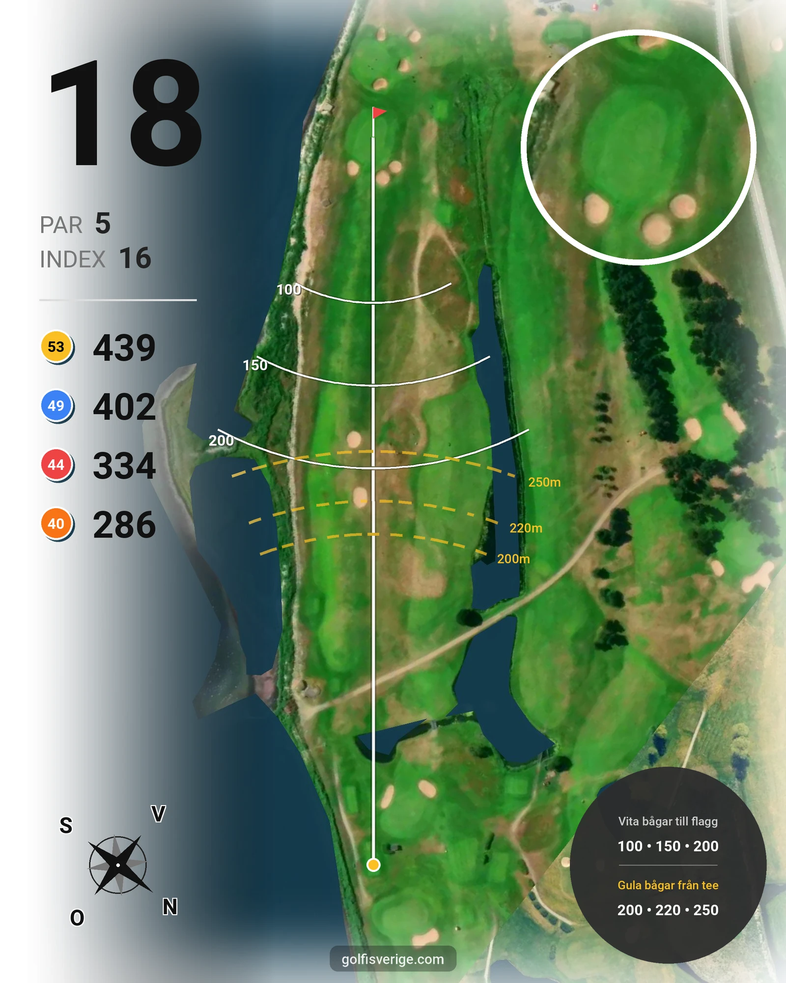 Banguide Trelleborgs GK på Trelleborgs Golfklubb - Hål 18 karta