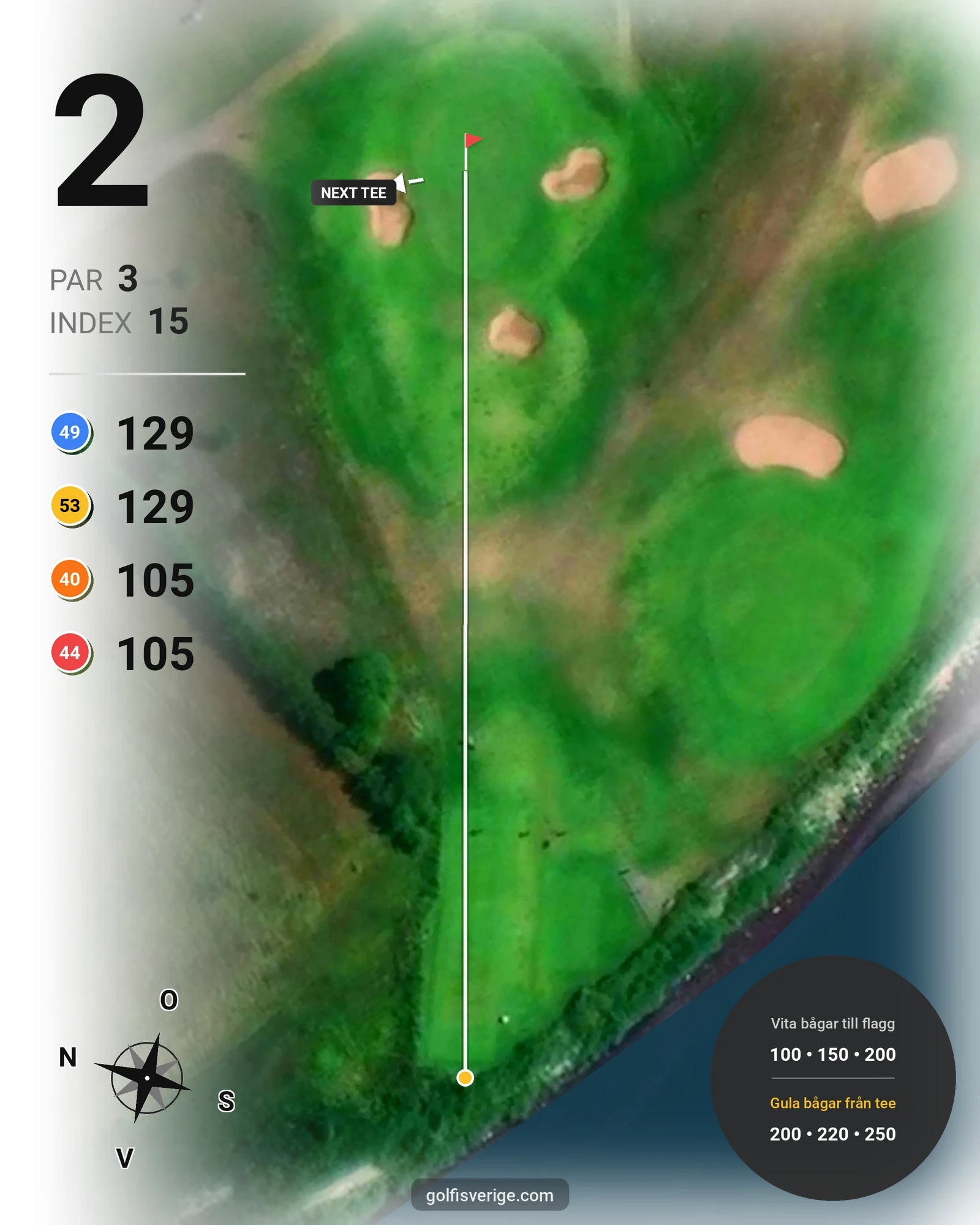 Banguide Trelleborgs GK på Trelleborgs Golfklubb - Hål 2 karta