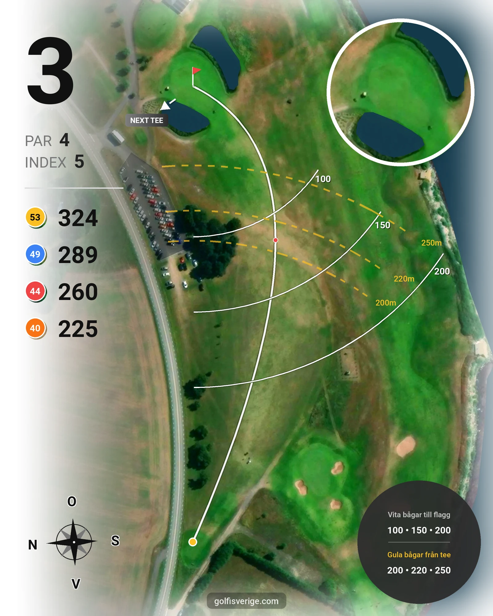 Banguide Trelleborgs GK på Trelleborgs Golfklubb - Hål 3 karta