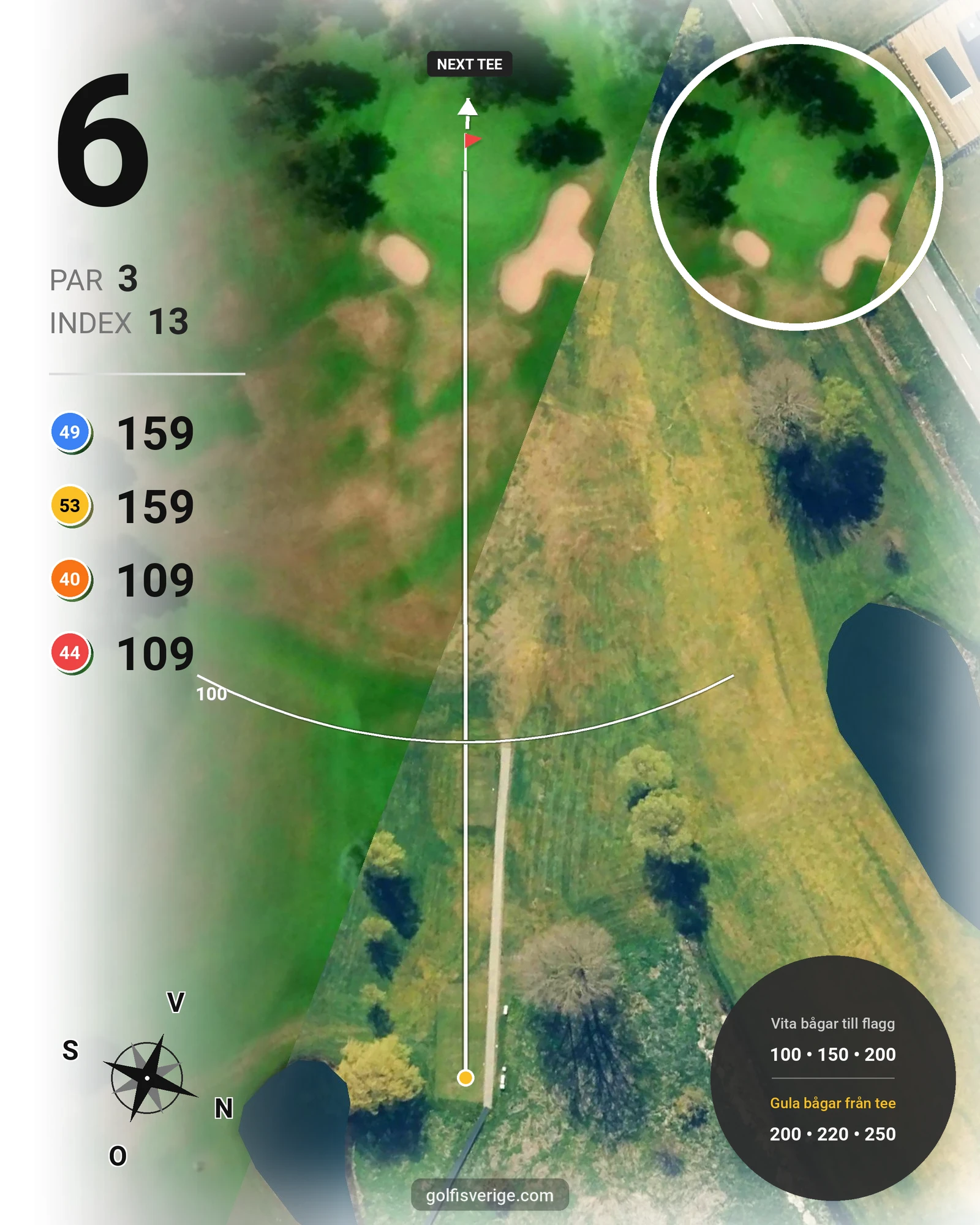 Banguide Trelleborgs GK på Trelleborgs Golfklubb - Hål 6 karta