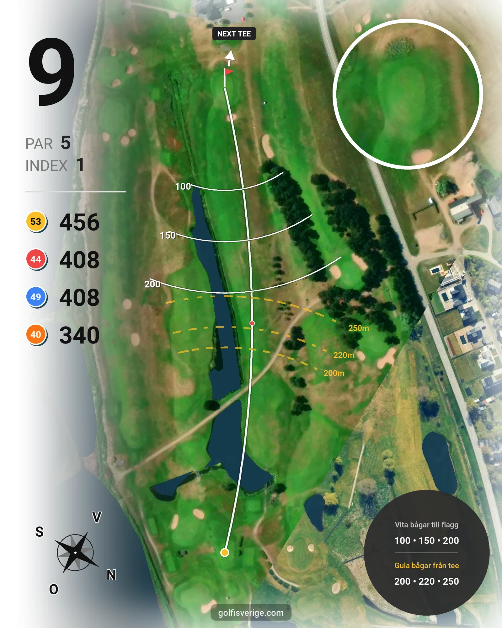 Banguide Trelleborgs GK på Trelleborgs Golfklubb - Hål 9 karta