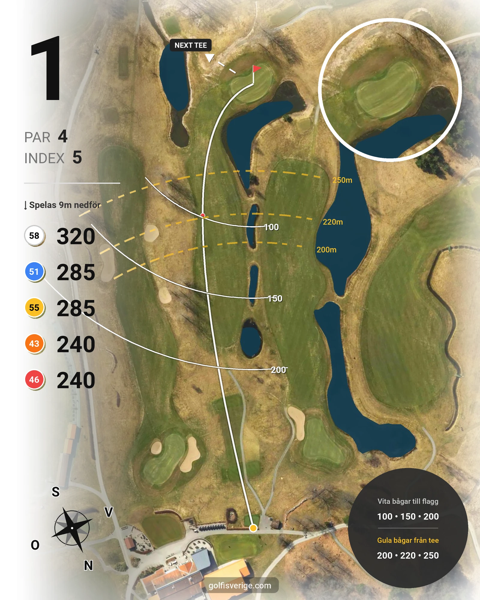Banguide Arton 18-hål på Troxhammar Golfklubb - Hål 1 karta