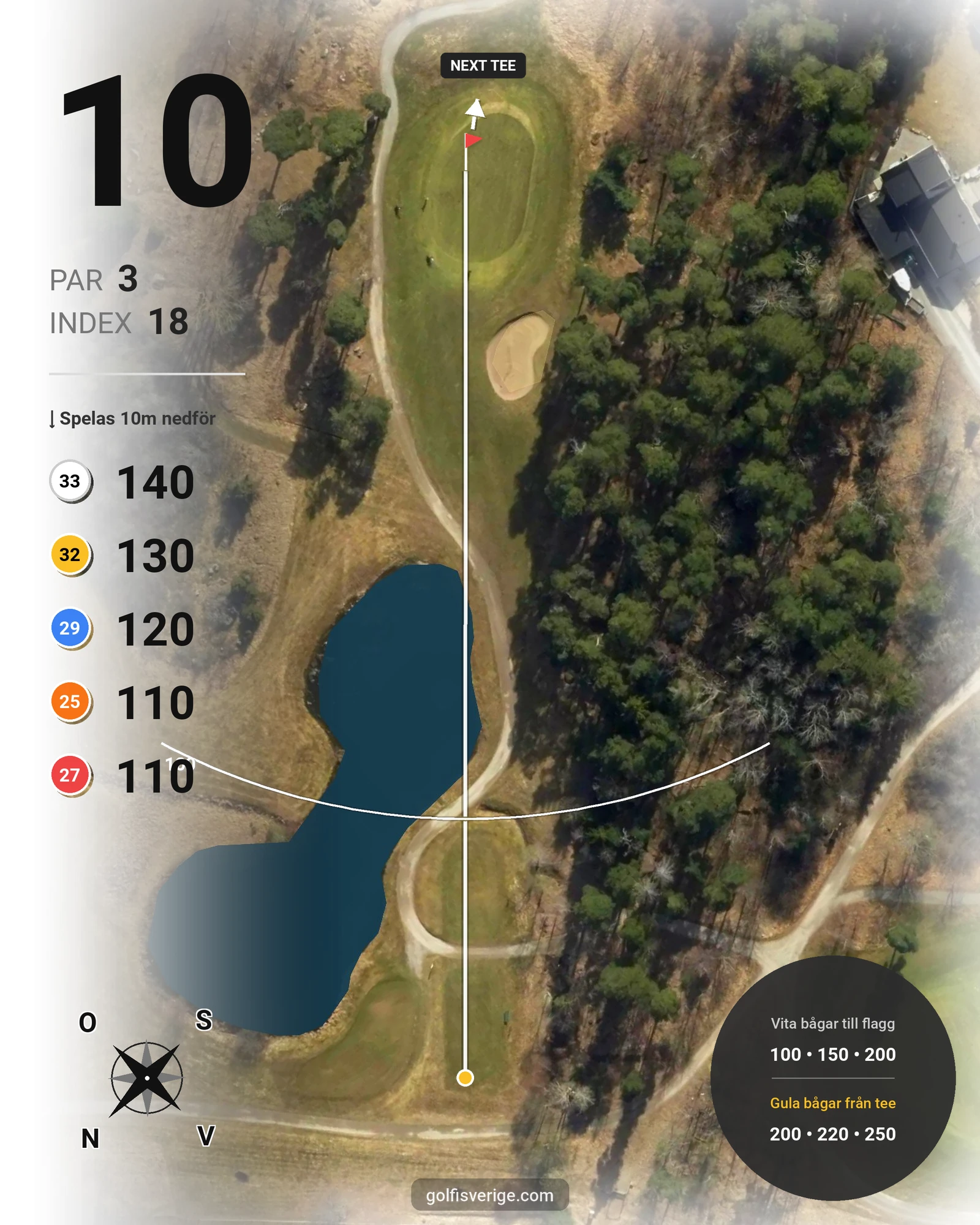 Banguide Tolv 12-hål på Troxhammar Golfklubb - Hål 10 karta