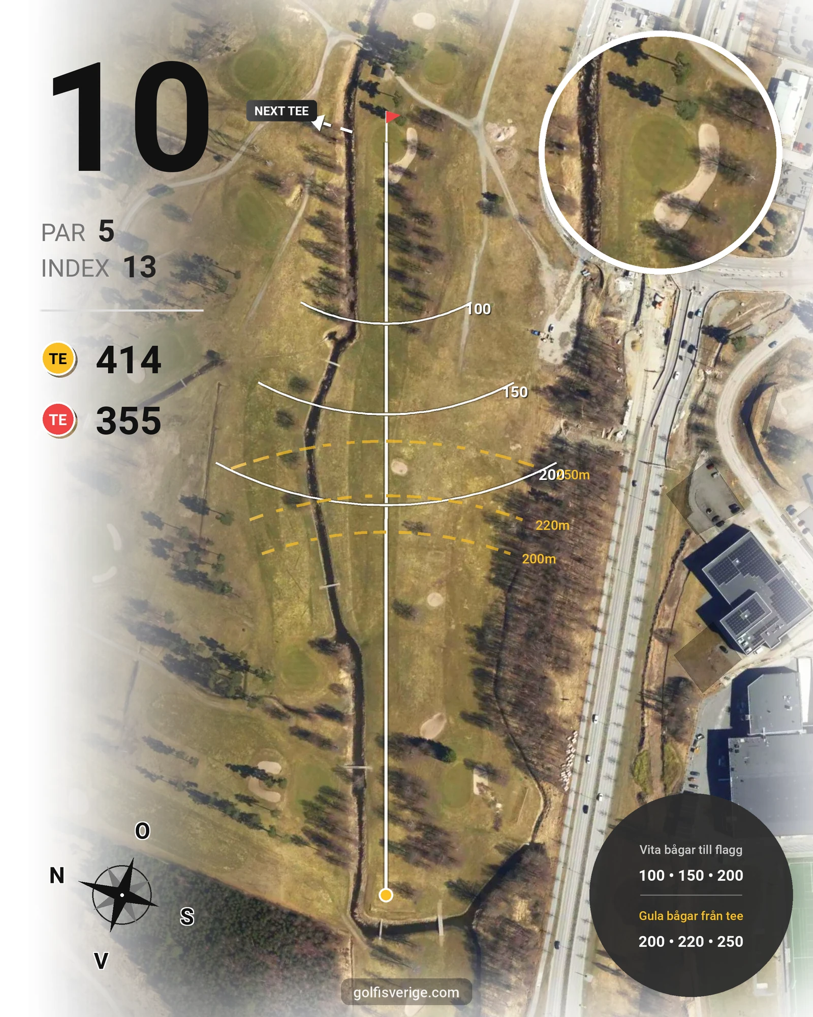 Banguide 18-hålsbanan på Tyresö Golf - Hål 10 karta