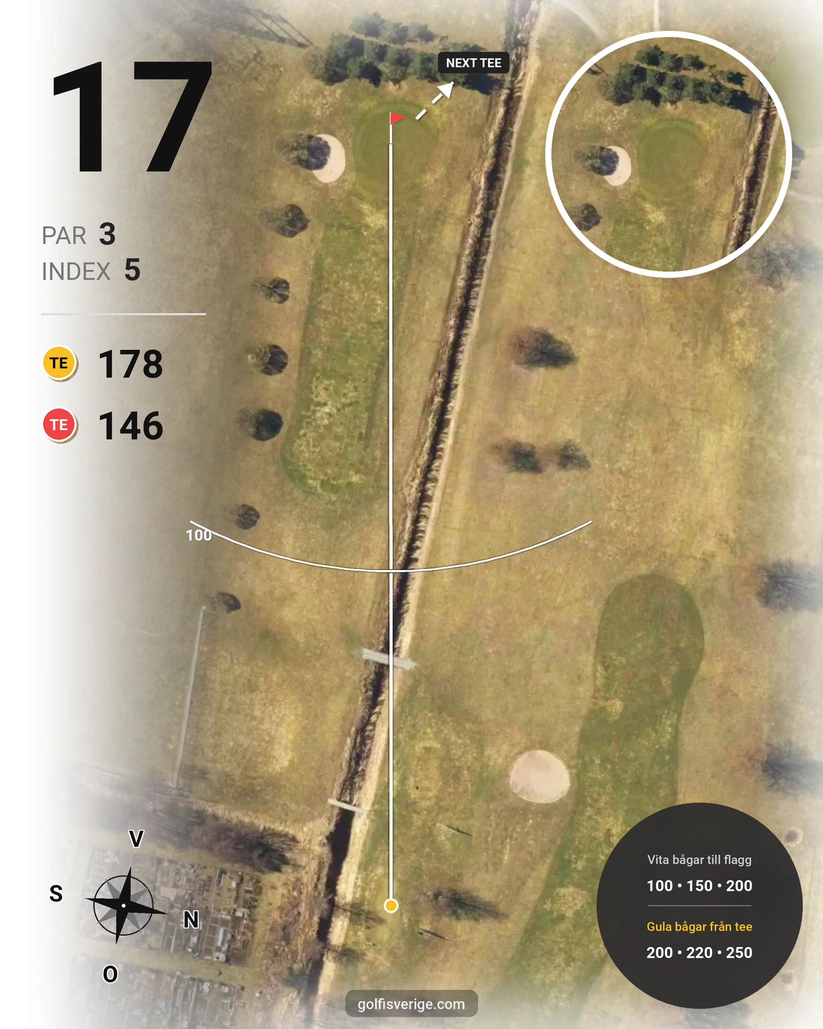 Banguide 18-hålsbanan på Tyresö Golf - Hål 17 karta