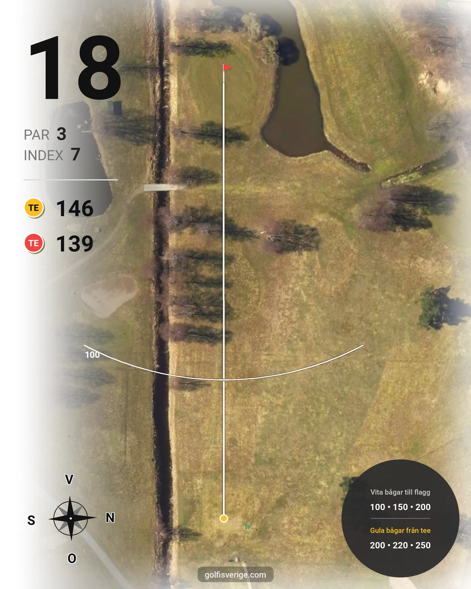 Banguide 18-hålsbanan på Tyresö Golf - Hål 18 karta