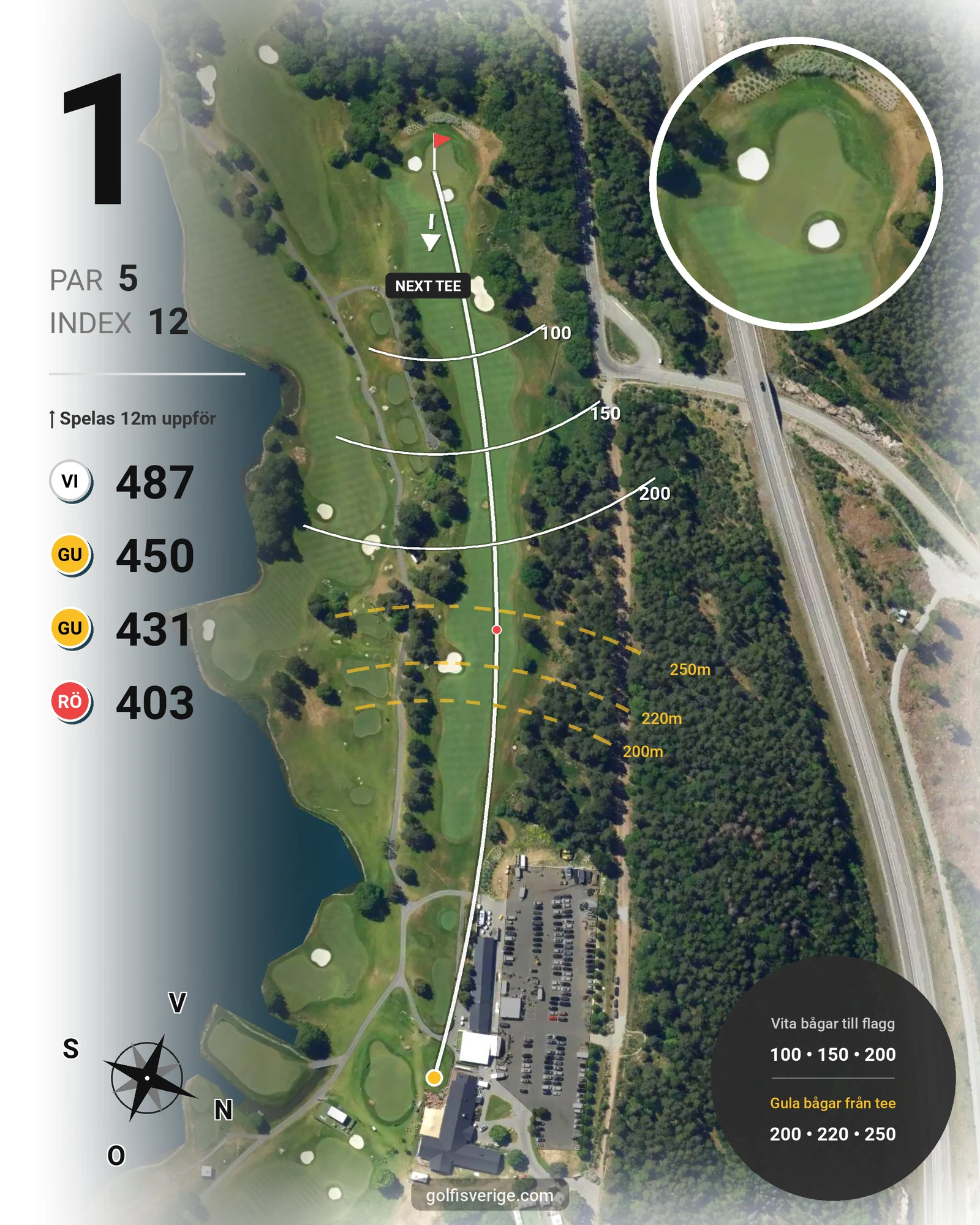 Banguide Ullna Golf & Country Club på Ullna Golf & Country Club - Hål 1 karta
