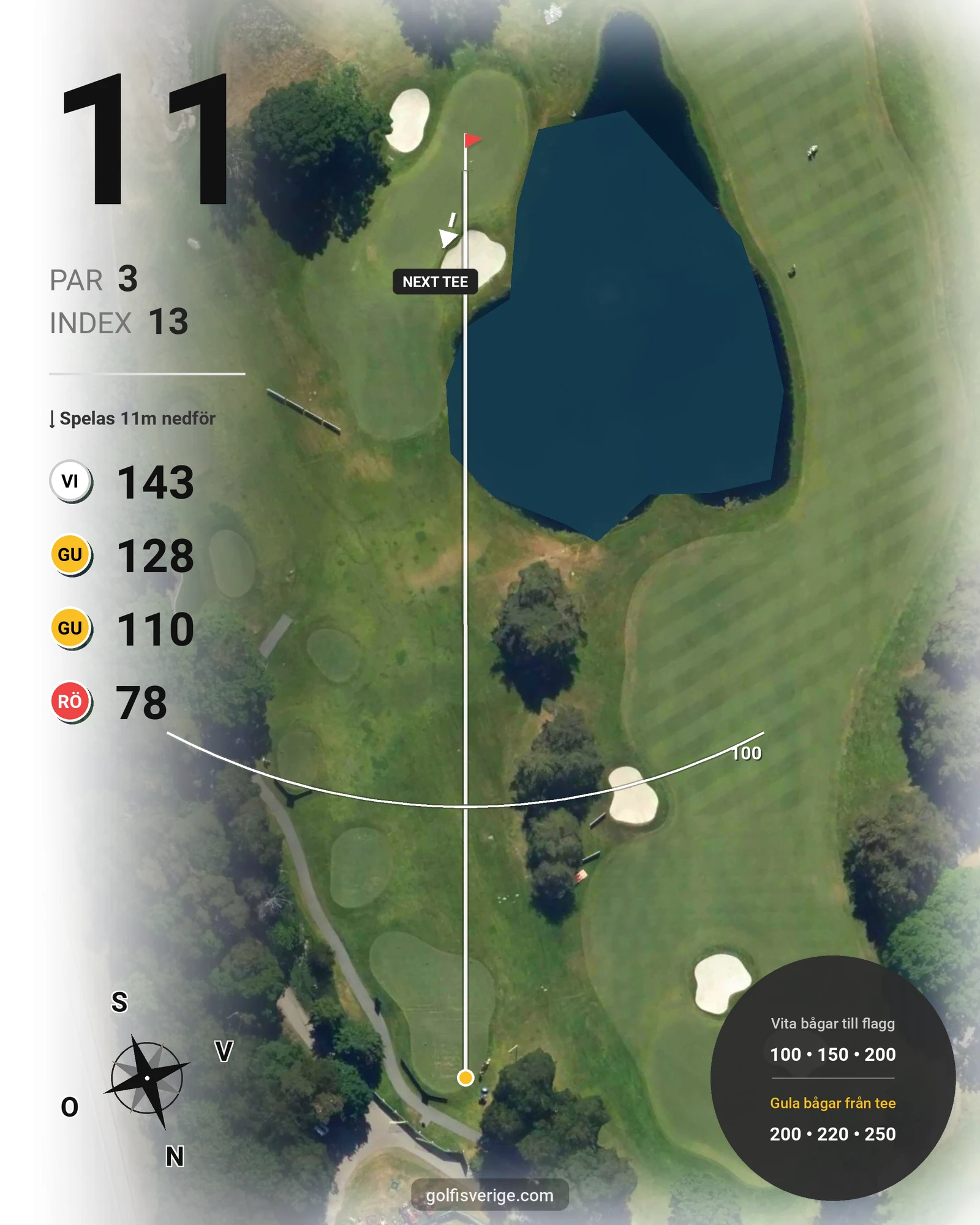 Banguide Ullna Golf & Country Club på Ullna Golf & Country Club - Hål 11 karta