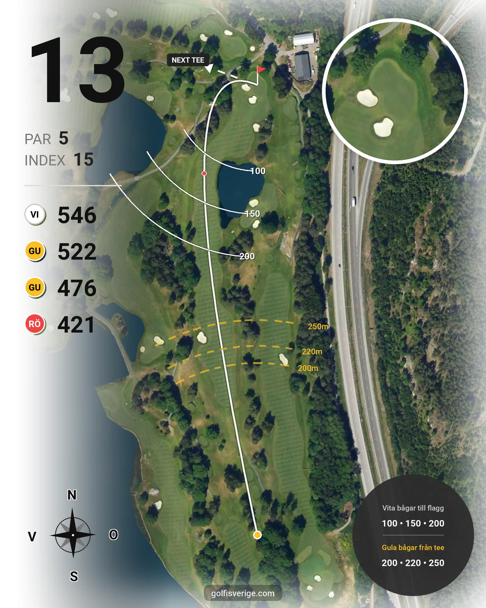 Banguide Ullna Golf & Country Club på Ullna Golf & Country Club - Hål 13 karta